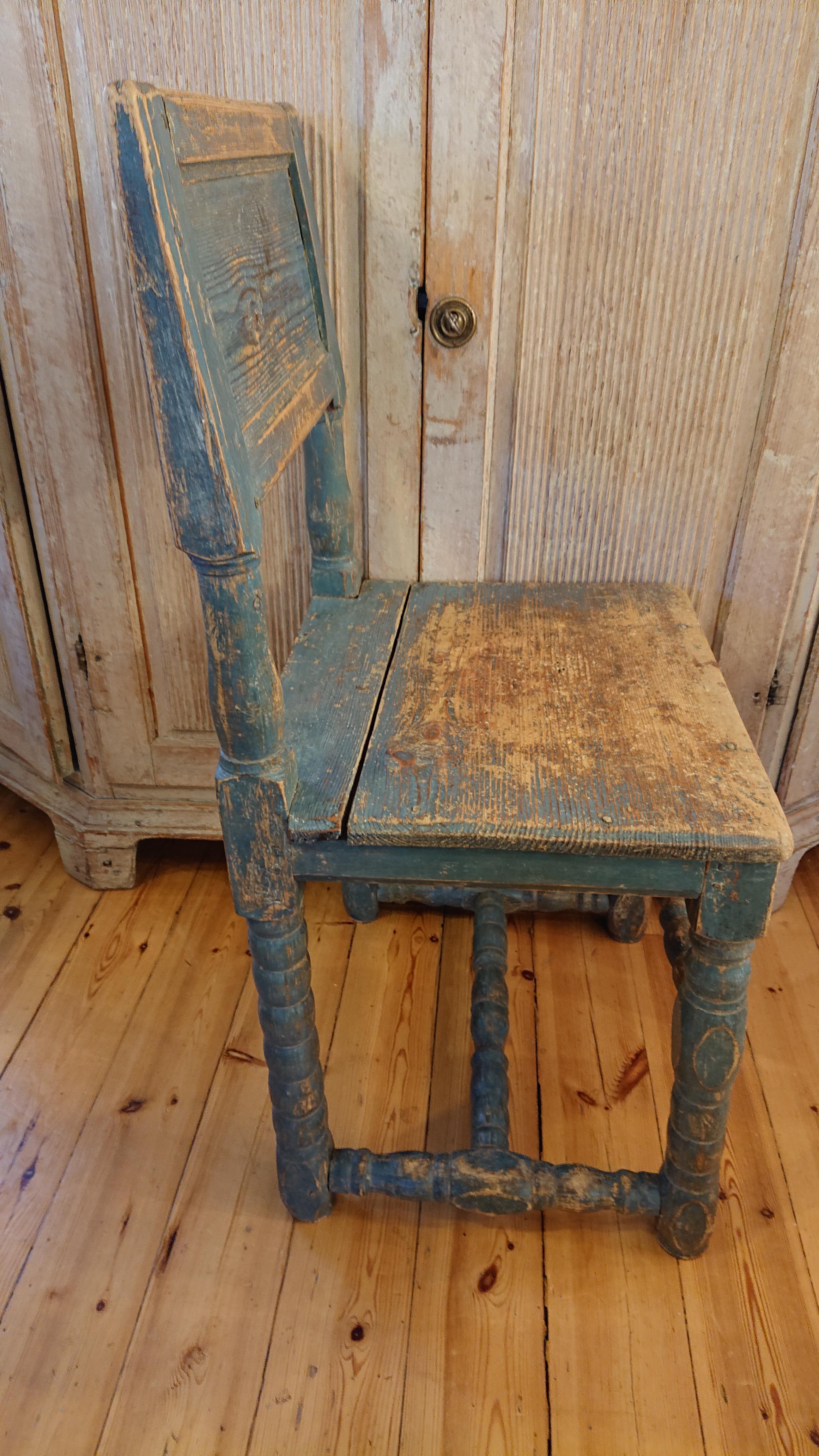 18th Century Swedish Baroque Chair with Original Paint Swedish Antiques 1