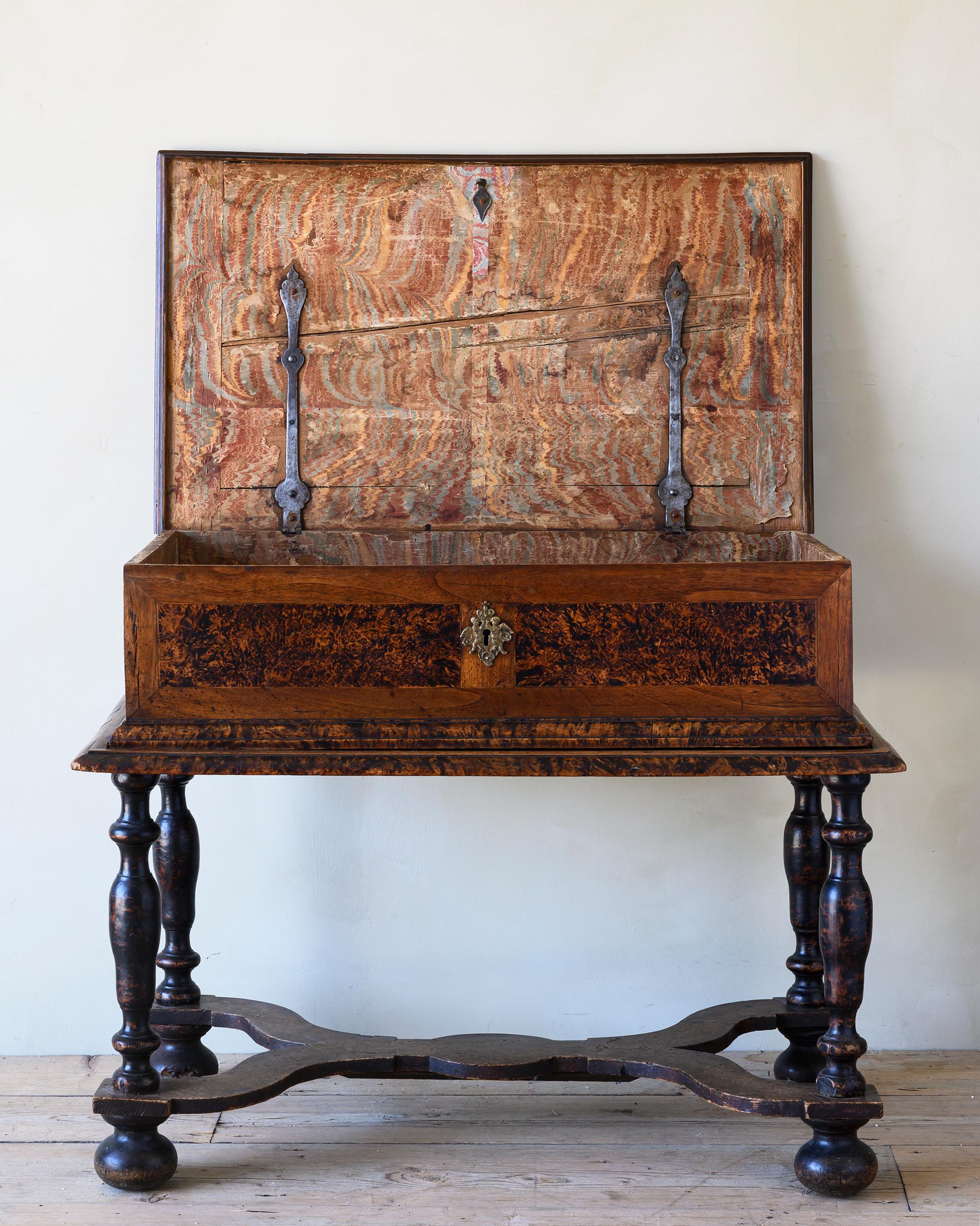 18th Century Swedish Baroque Chest on Stand For Sale 7