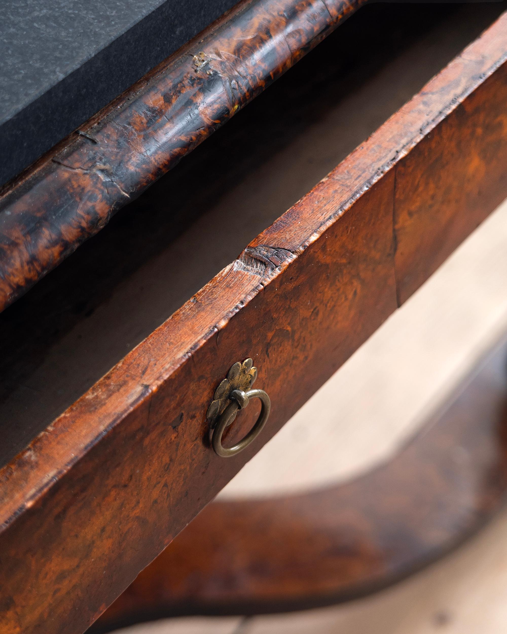 Burl 18th Century Swedish Baroque Console For Sale