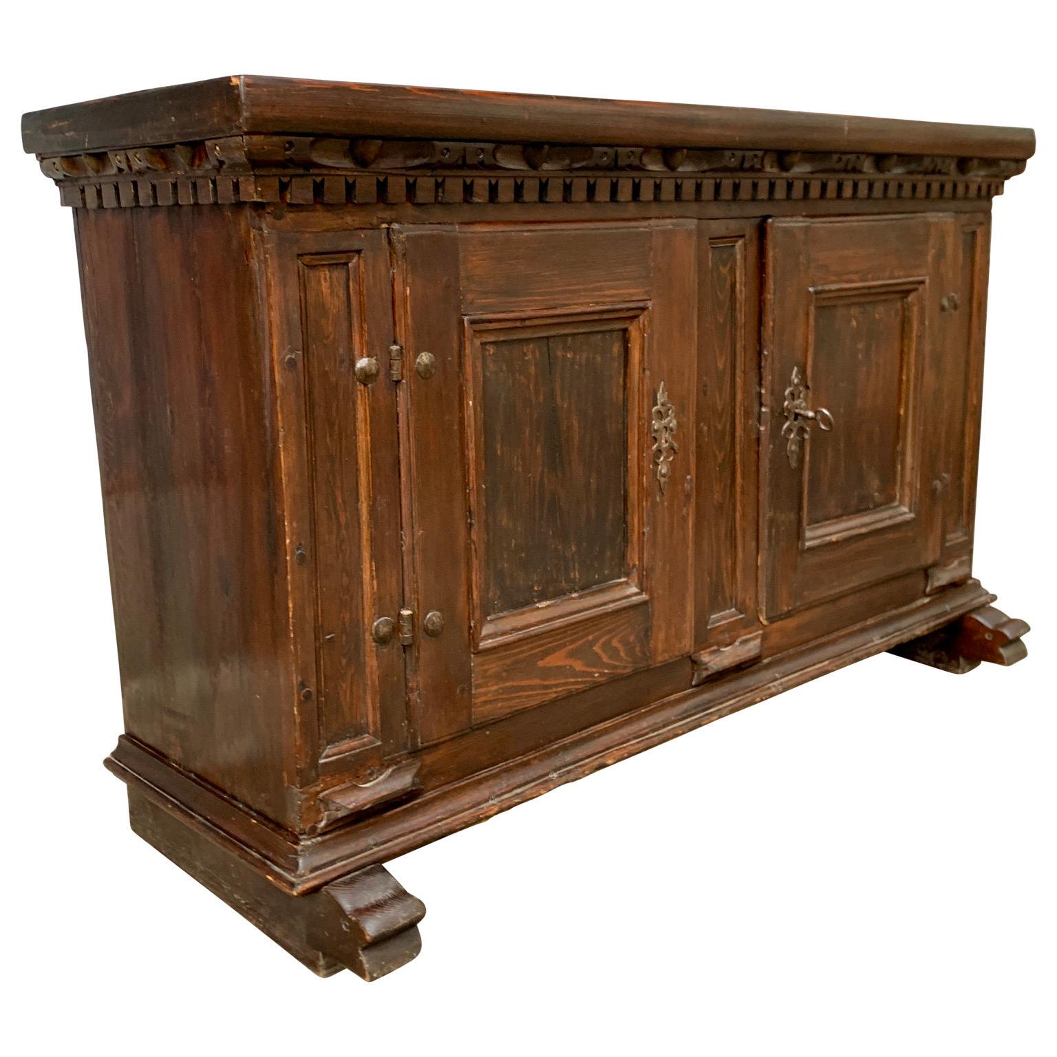 Pine 18th Century Swedish Baroque Cupboard Sideboard For Sale