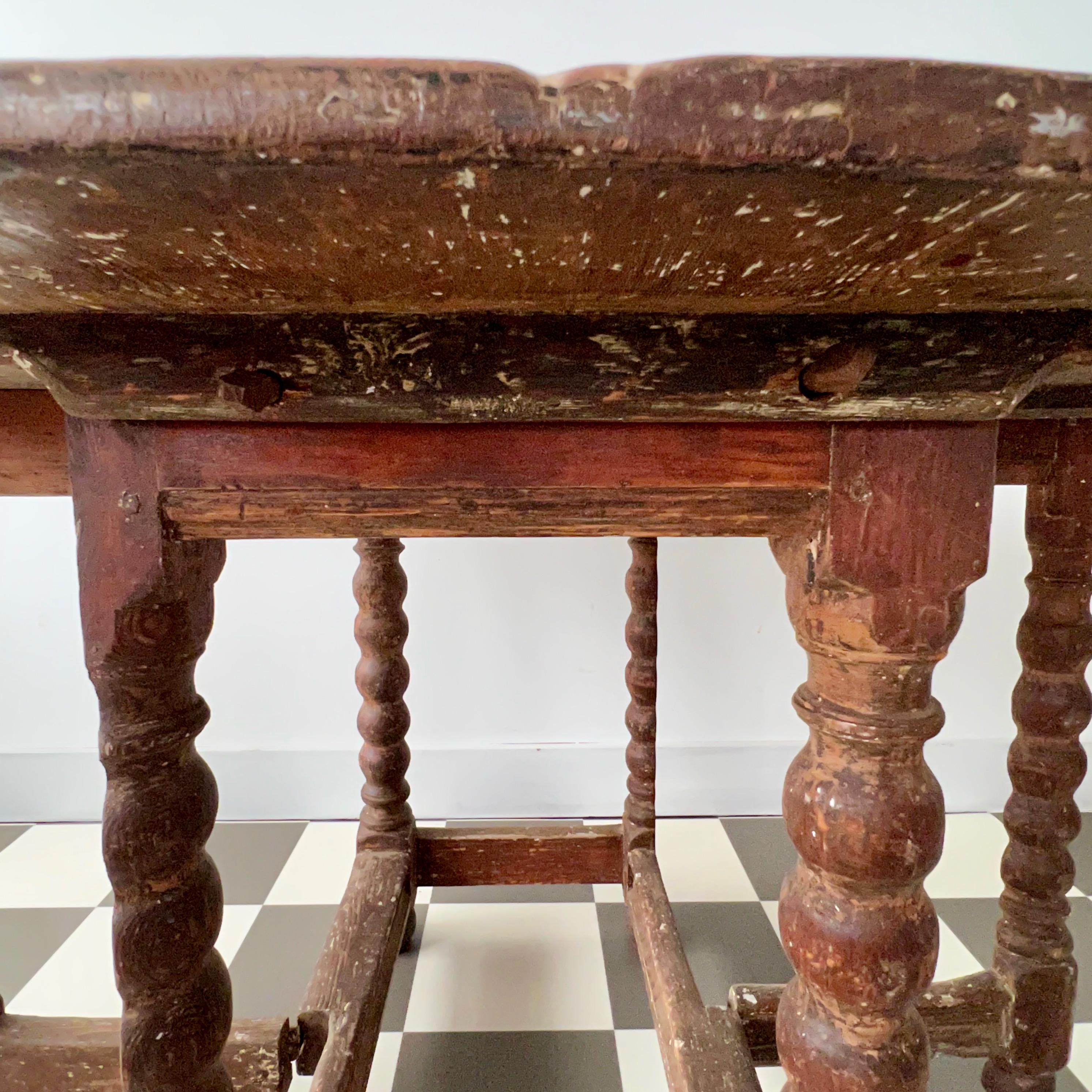18th Century Swedish Baroque Drop Leaf Table For Sale 7
