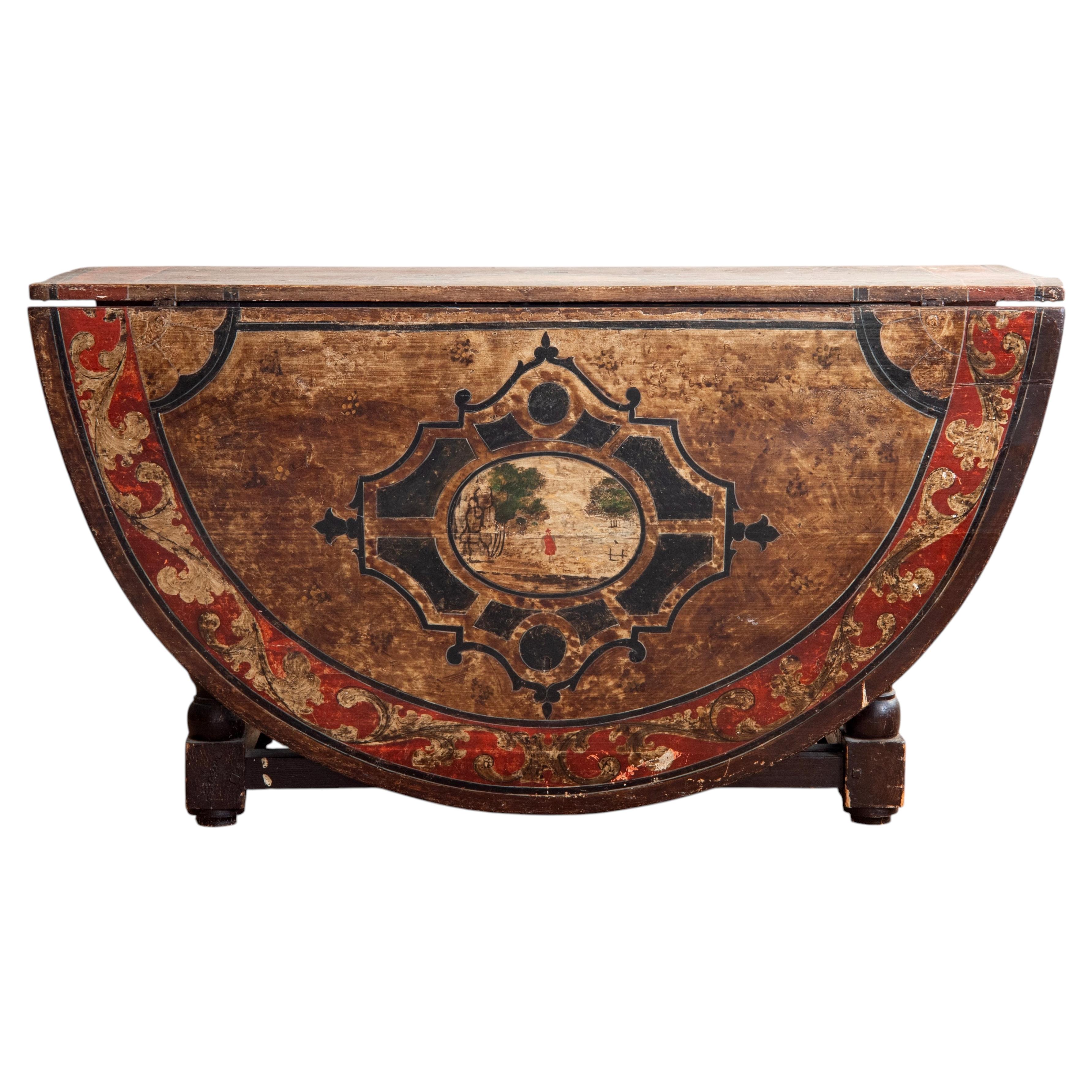 18th Century Swedish Baroque Drop-Leaf Table
