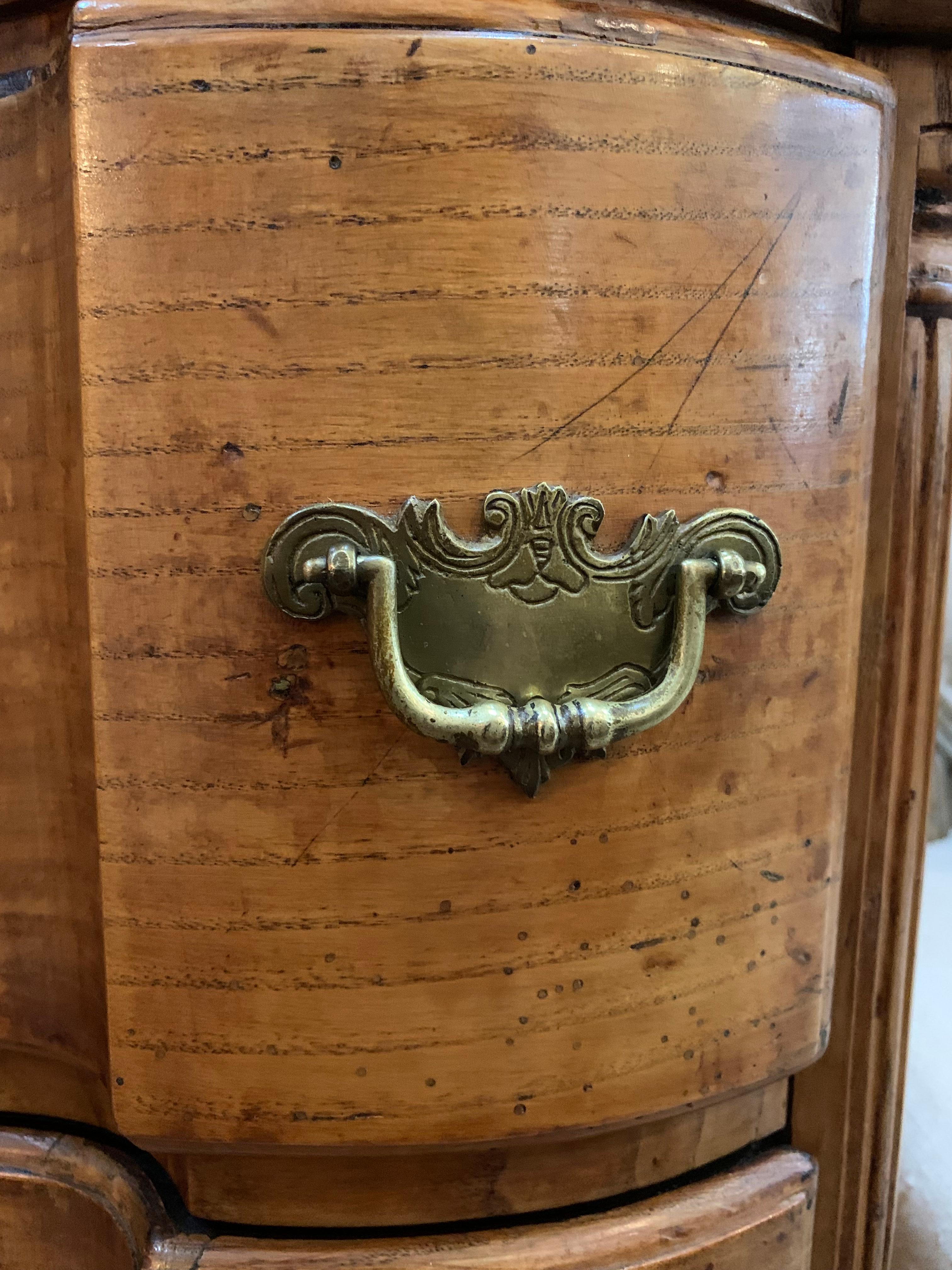 18th century Swedish baroque elm curved front chest of drawers/commode For Sale 2