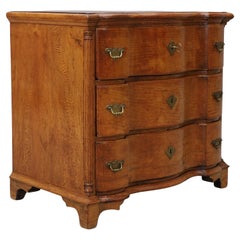 18th century Swedish baroque elm curved front chest of drawers/commode