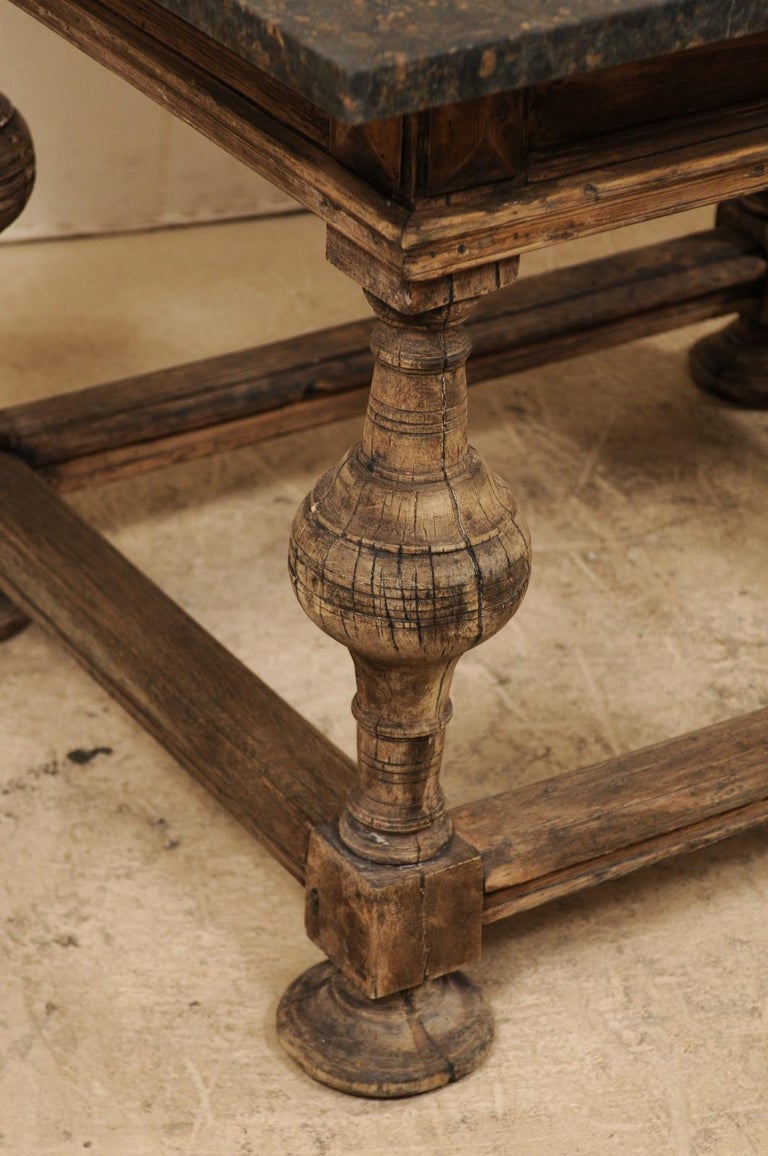 18th Century Swedish Baroque Occasional Table with New Honed Granite Top For Sale 5