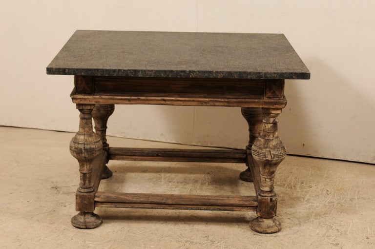 18th Century Swedish Baroque Occasional Table with New Honed Granite Top In Good Condition For Sale In Atlanta, GA