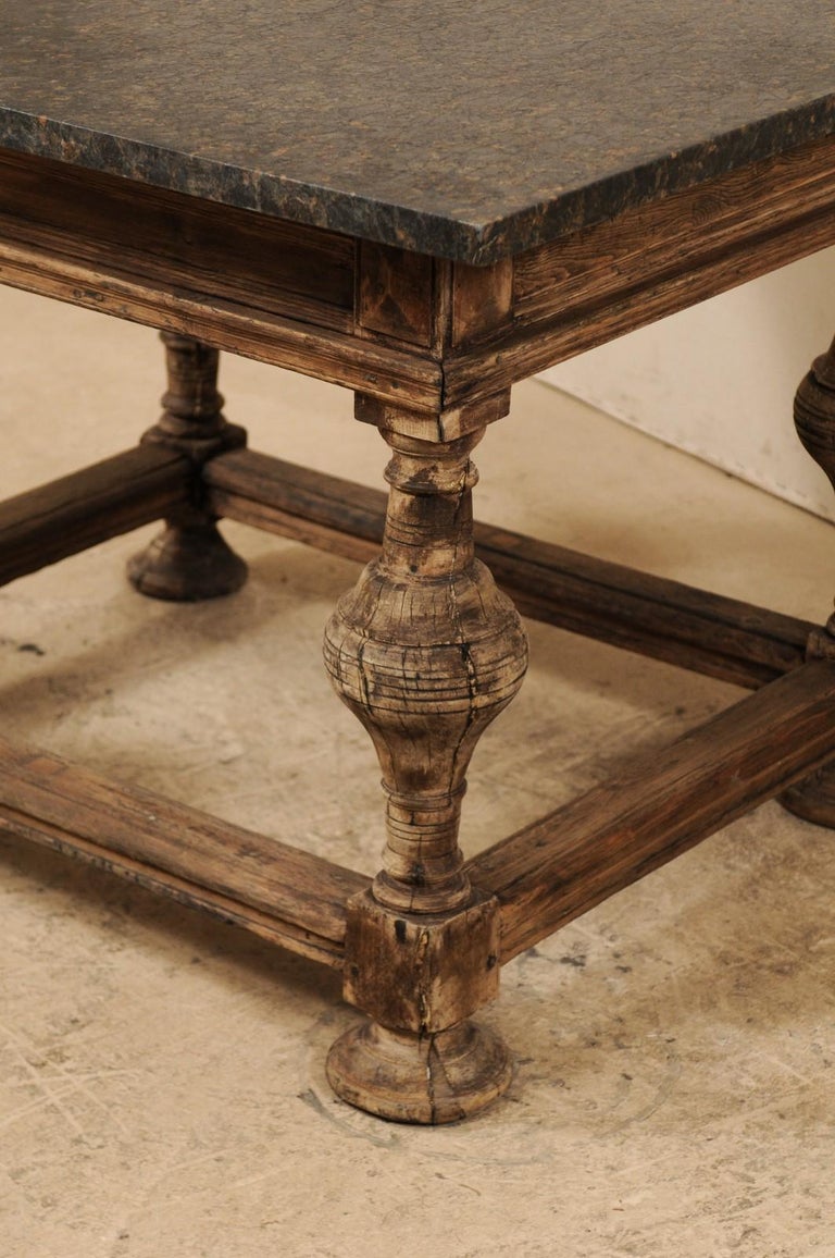 18th Century Swedish Baroque Occasional Table with New Honed Granite Top For Sale 2
