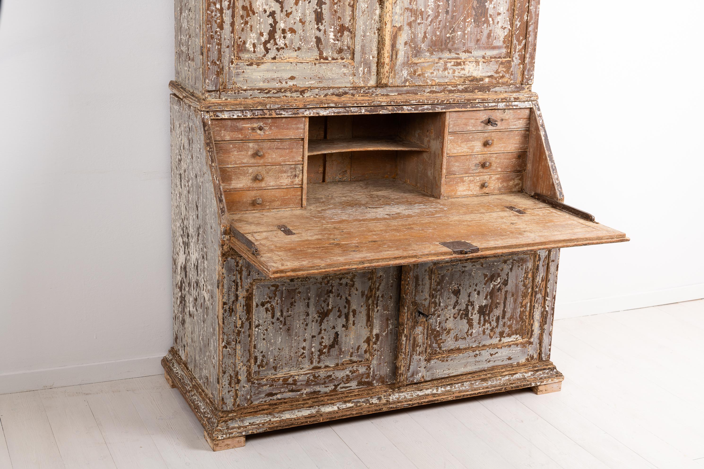 18th Century Swedish Baroque Pine Bureau Cabinet 5