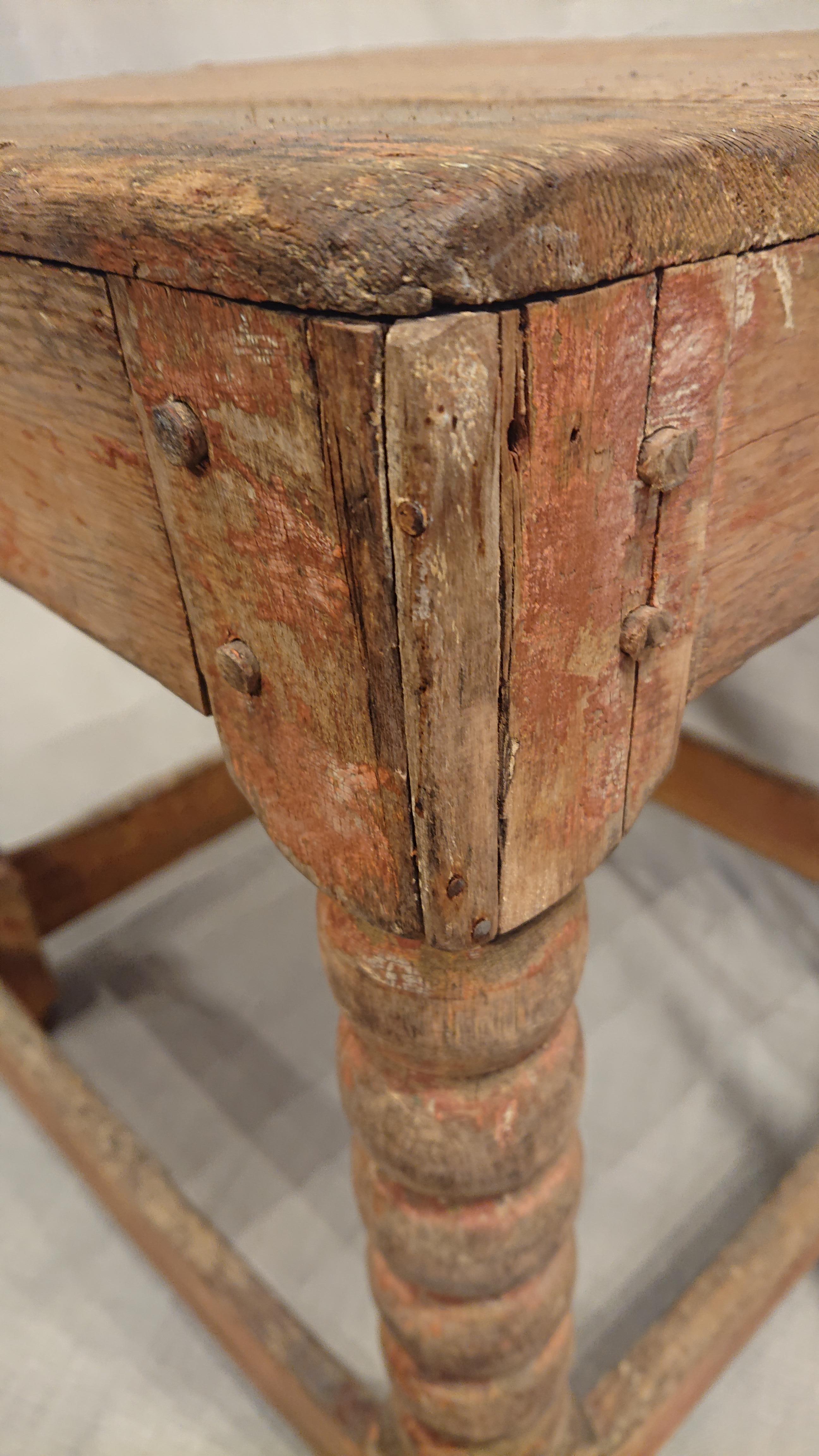 18th Century Swedish Baroque Stool with Traces of Original Paint For Sale 8