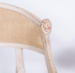 Pair of 18c Swedish Barrel Back Chairs with Lion Carving