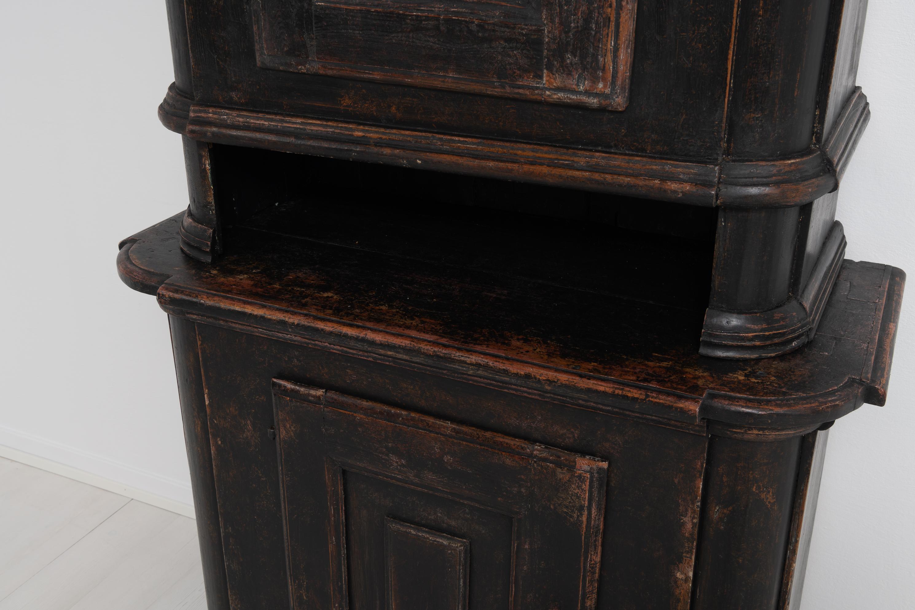 18th Century Swedish Black Baroque and Rococo Country Cabinet 3