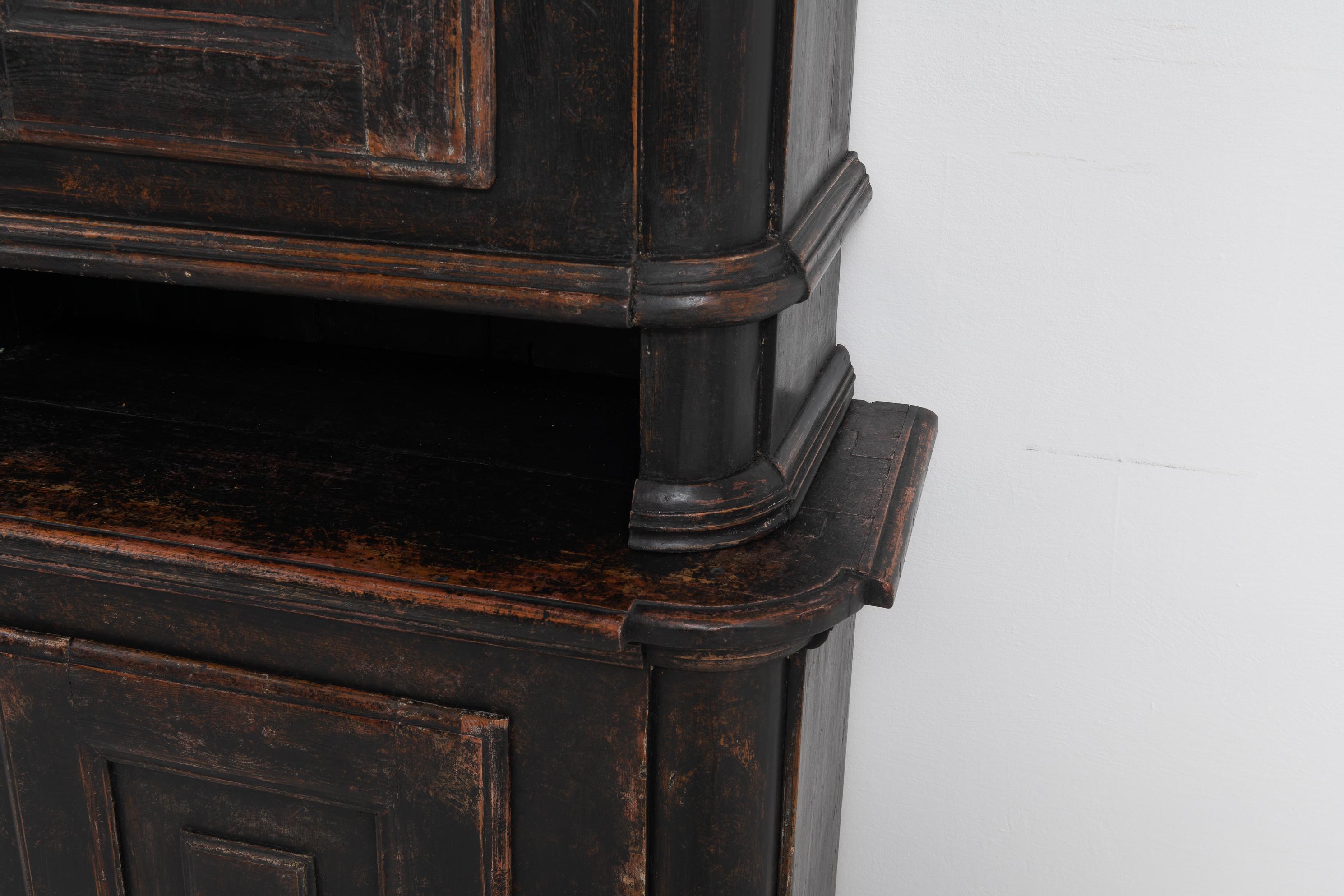 18th Century Swedish Black Baroque and Rococo Country Cabinet 4