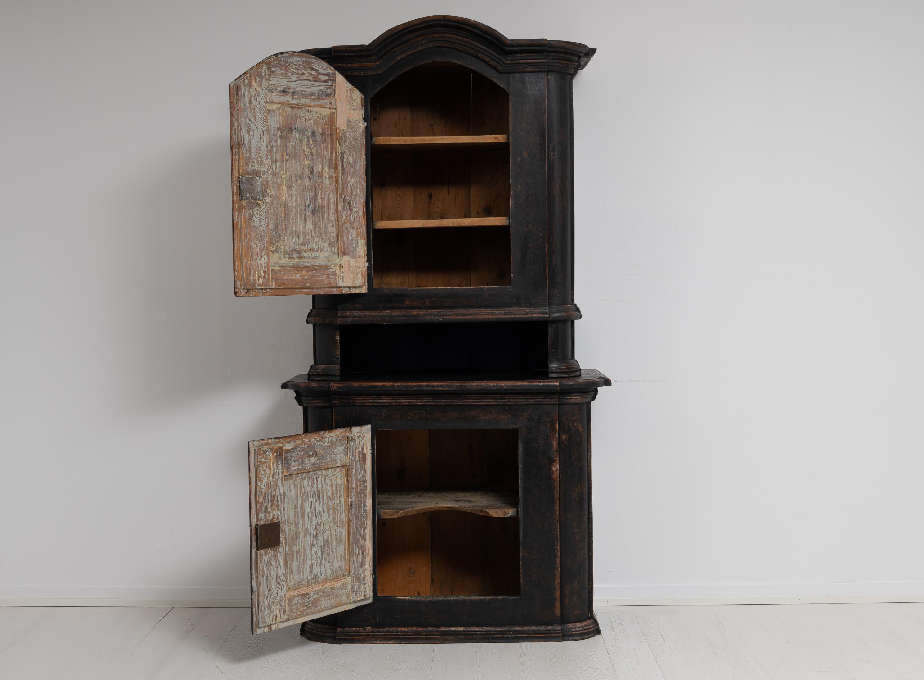 18th Century and Earlier 18th Century Swedish Black Baroque and Rococo Country Cabinet