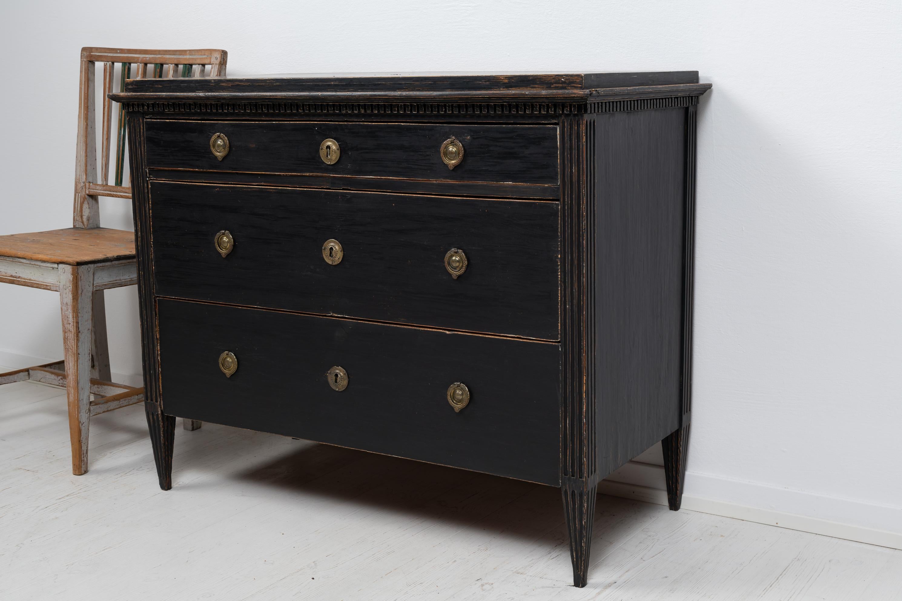 18th Century Swedish Black Gustavian Low Bureau 5