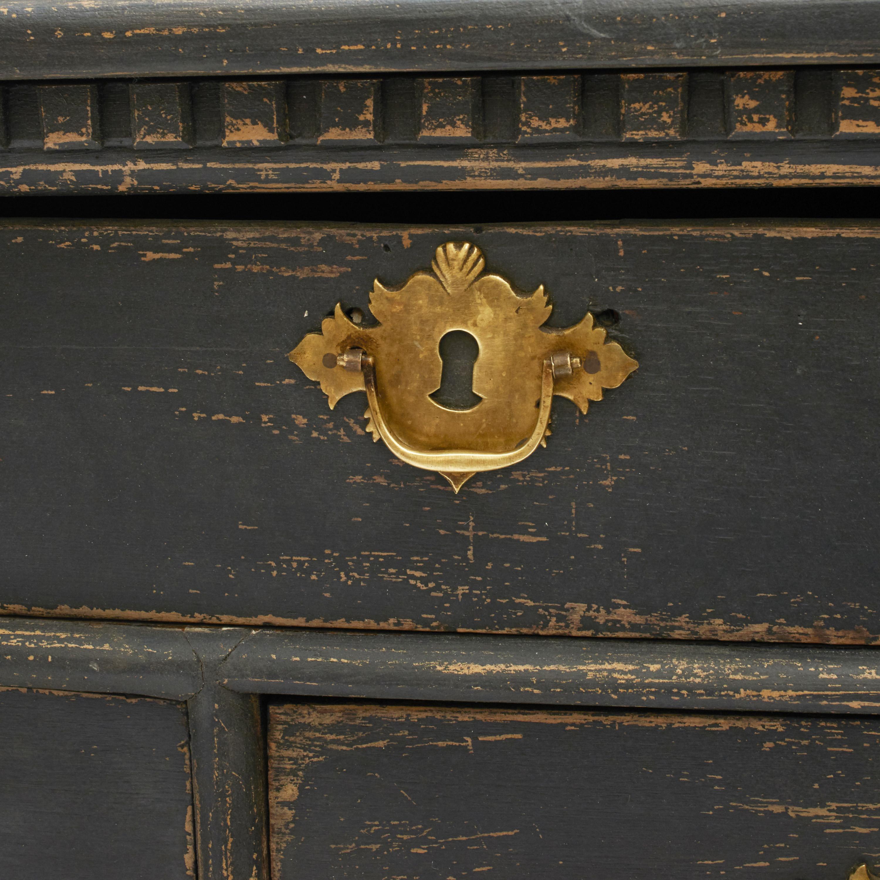 18th Century Swedish Black-Painted Baroque Chest of Drawers 5