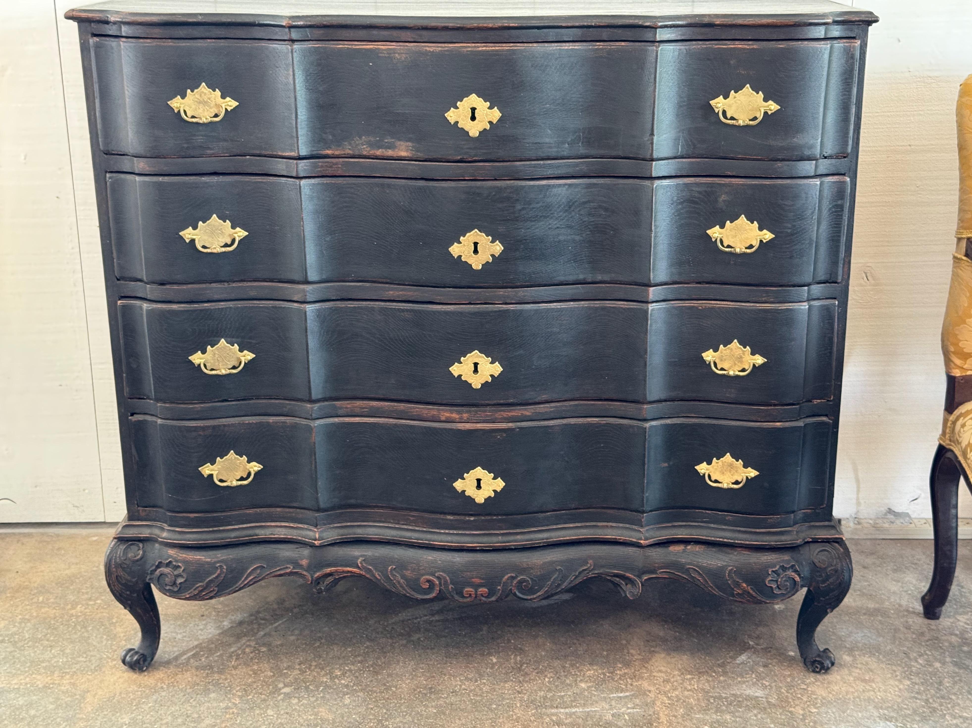 18th Century Swedish Black Painted Chest In Good Condition For Sale In Charlottesville, VA
