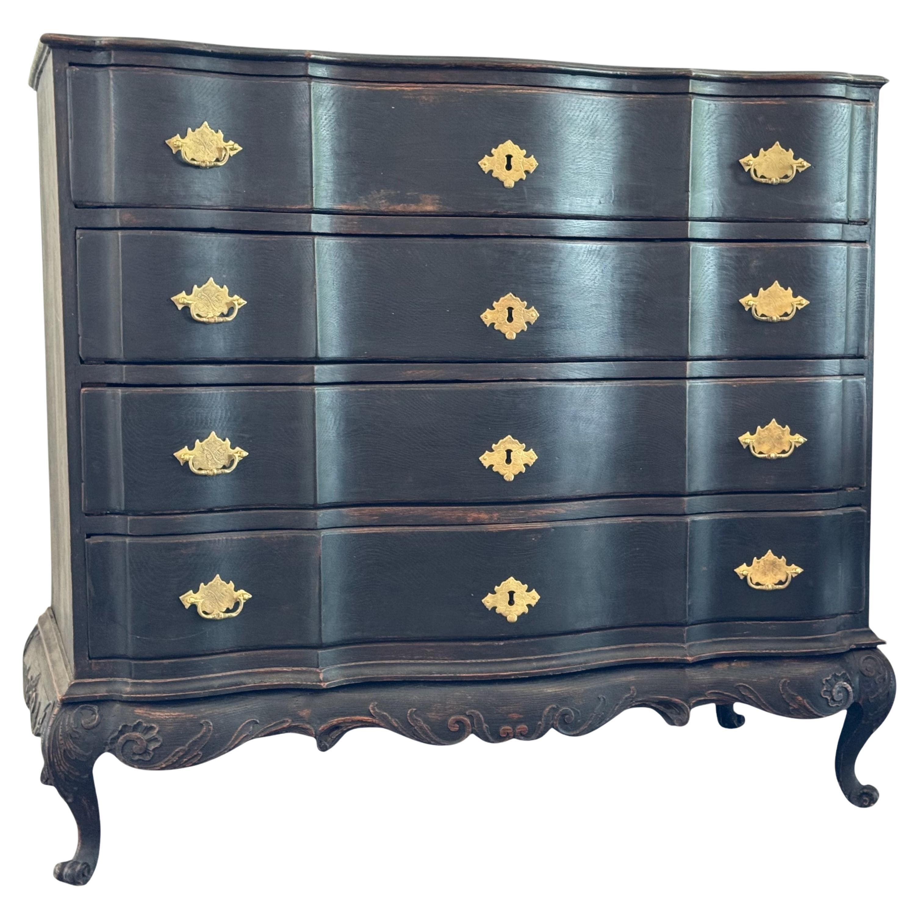 18th Century Swedish Black Painted Chest