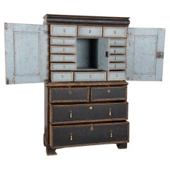 18th Century Swedish Black Pine Cabinet with Eighteen Drawers
