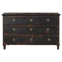 18th Century Swedish Black Pine Gustavian Chest of Drawers