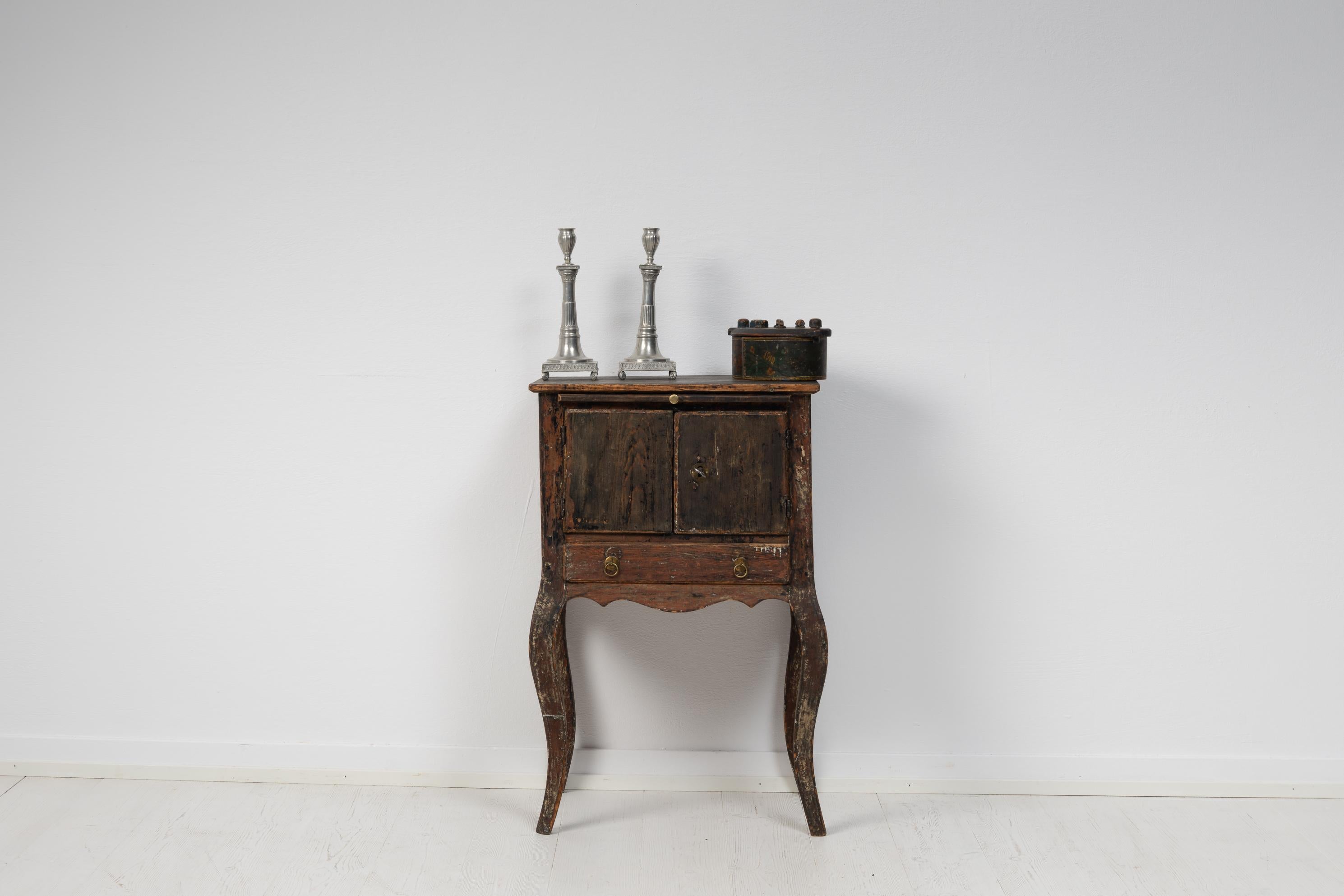 Hand-Crafted 18th Century Swedish Black Rococo Nightstand