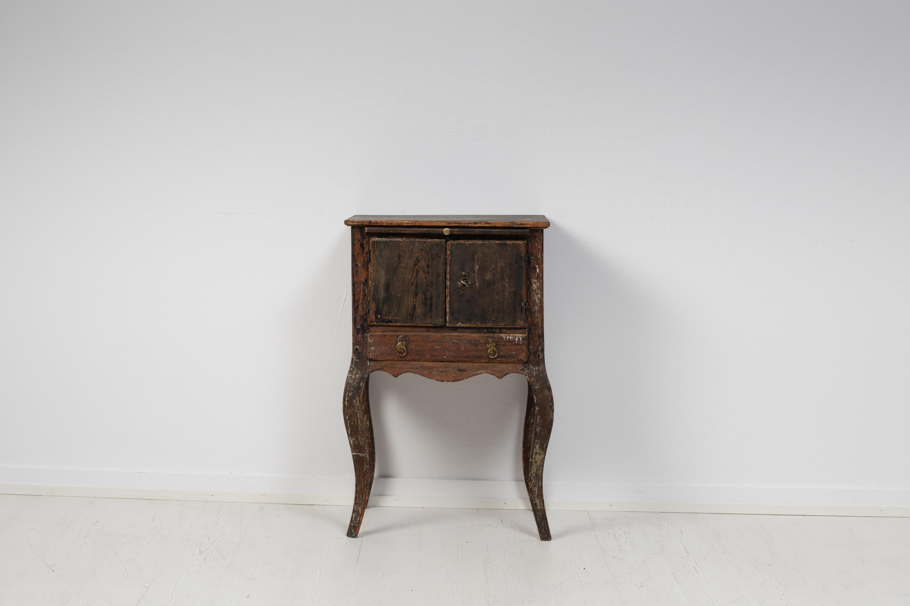 Pine 18th Century Swedish Black Rococo Nightstand