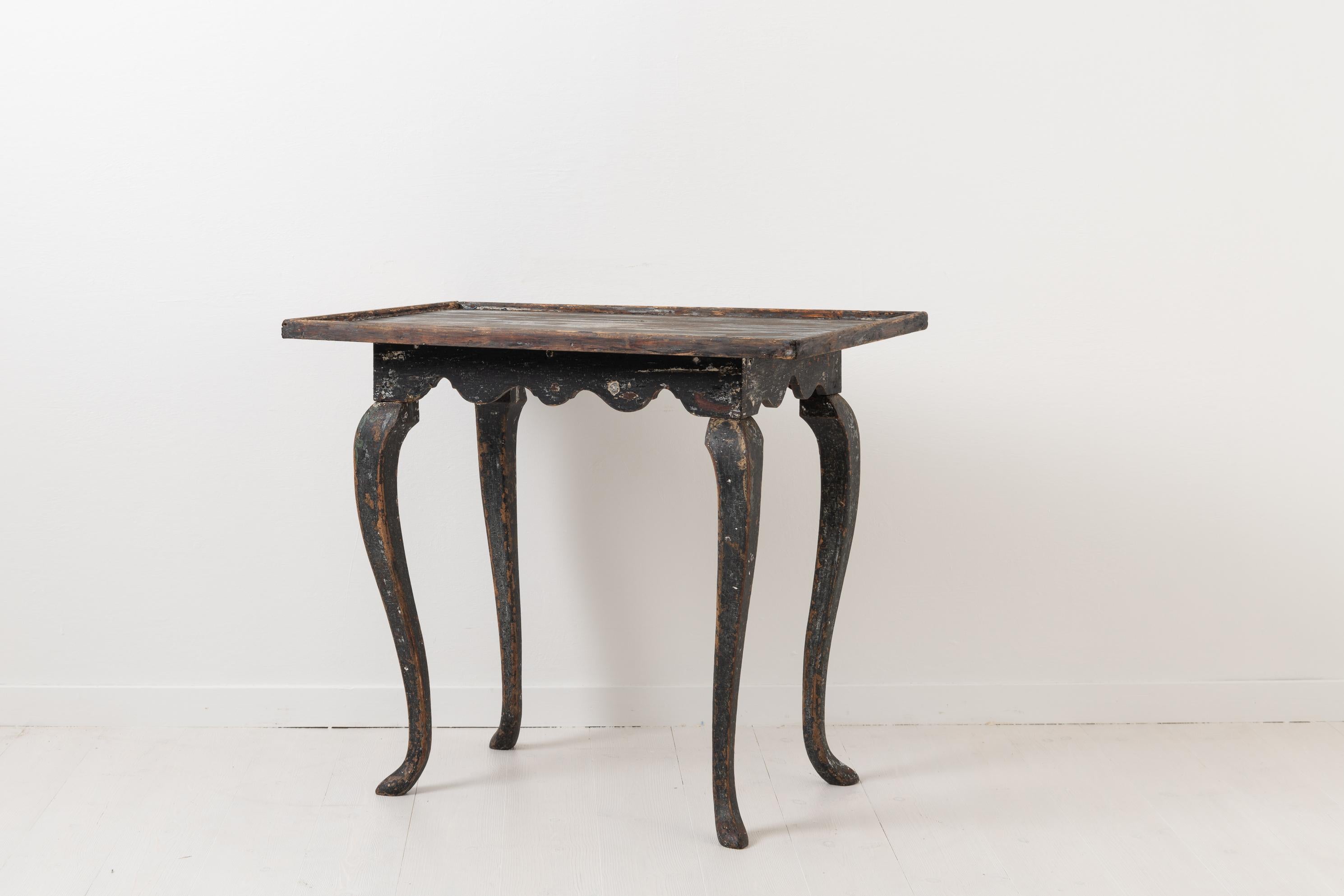 Hand-Crafted 18th Century Swedish Black Rococo Table