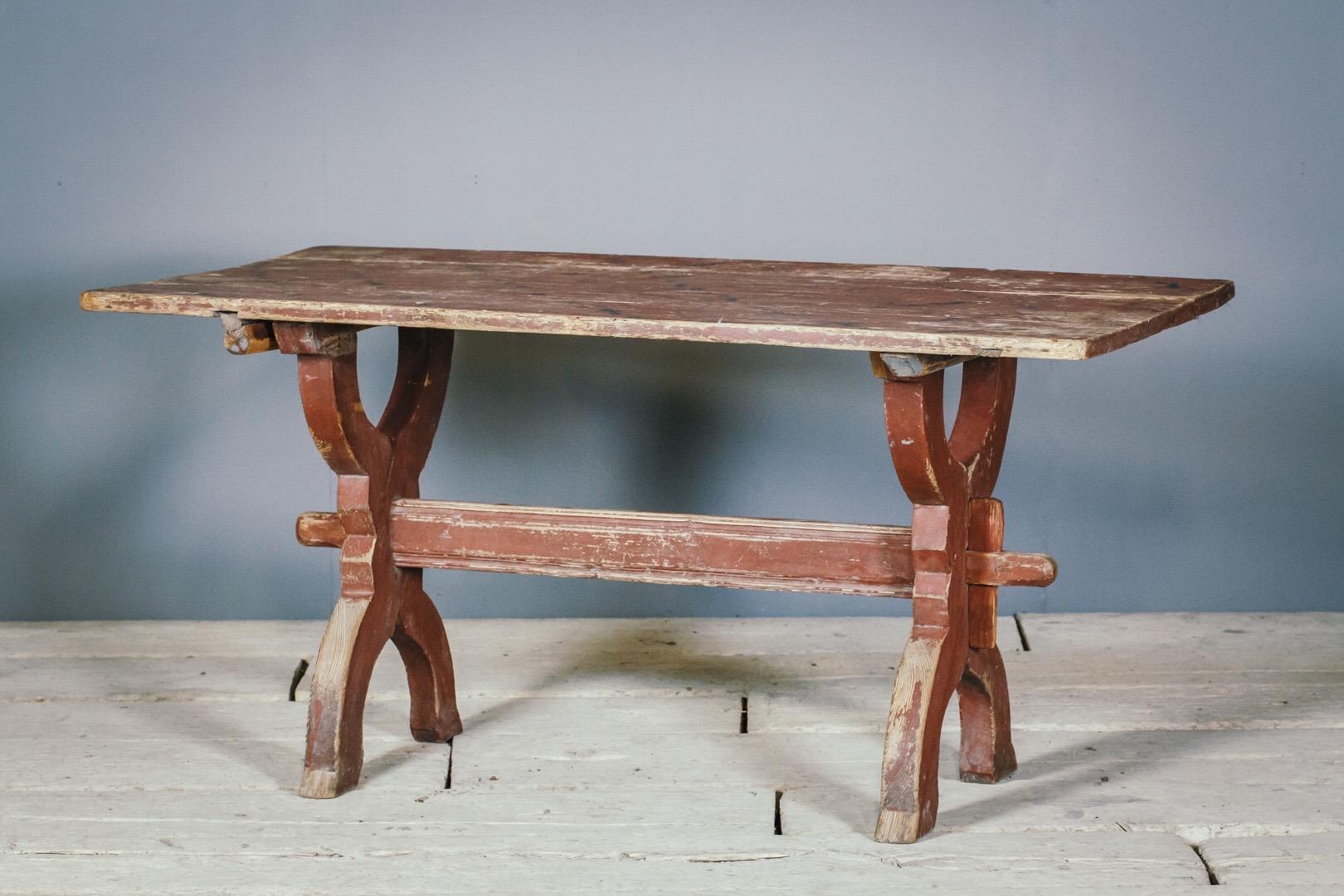 Pine 18th Century Swedish Bock Board X Frame Table