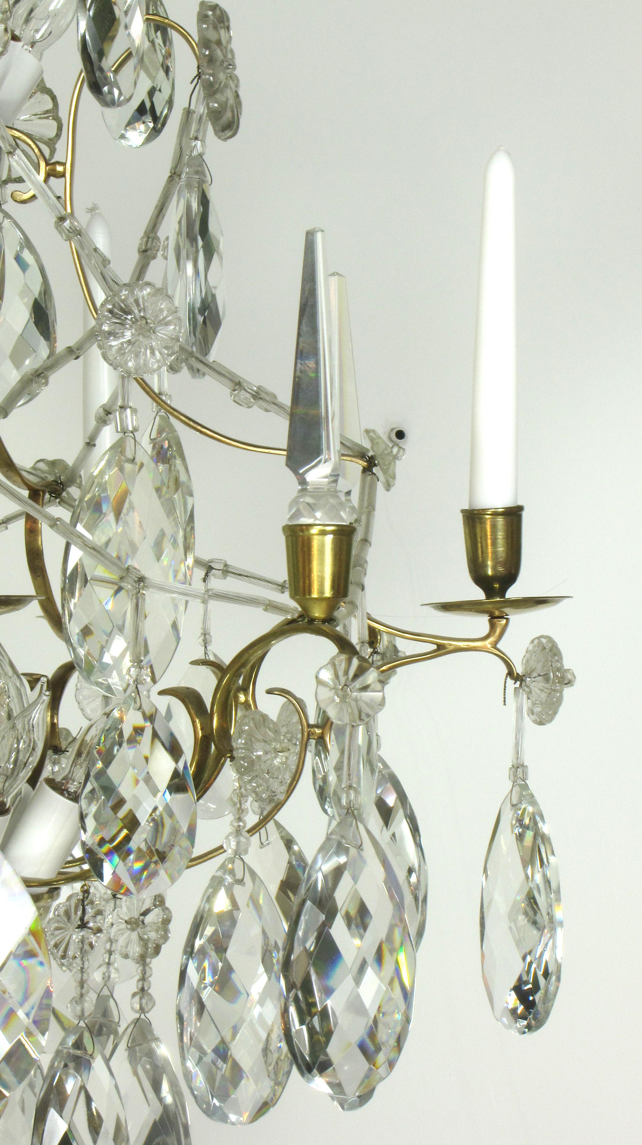 18th Century Swedish Brass and Crystal Chandelier For Sale 1