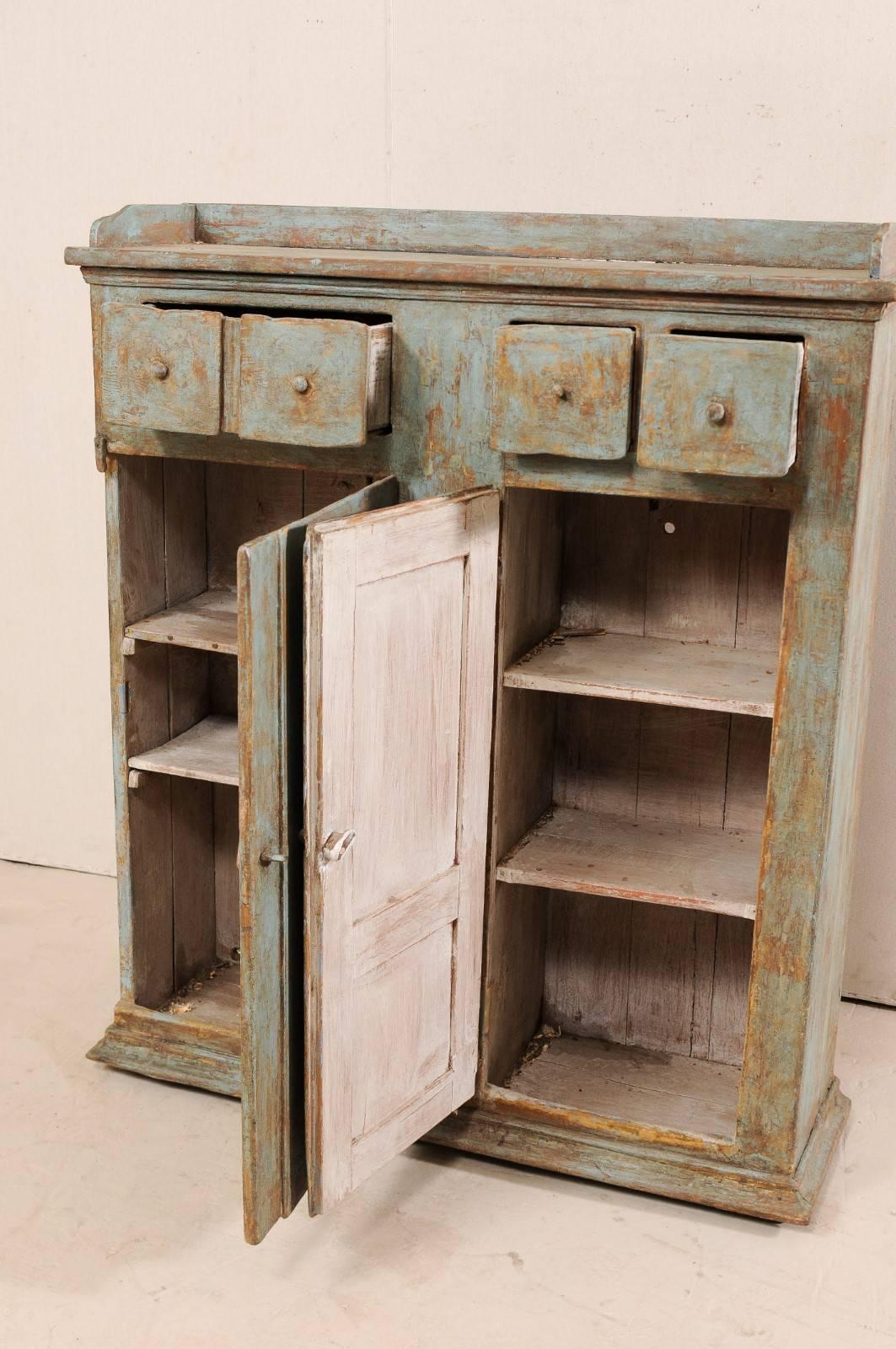 18th Century Swedish Cabinet with Lovely Scraped Blue Finish 2