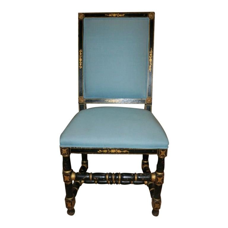 18th Century Swedish Chair Painted Black For Sale