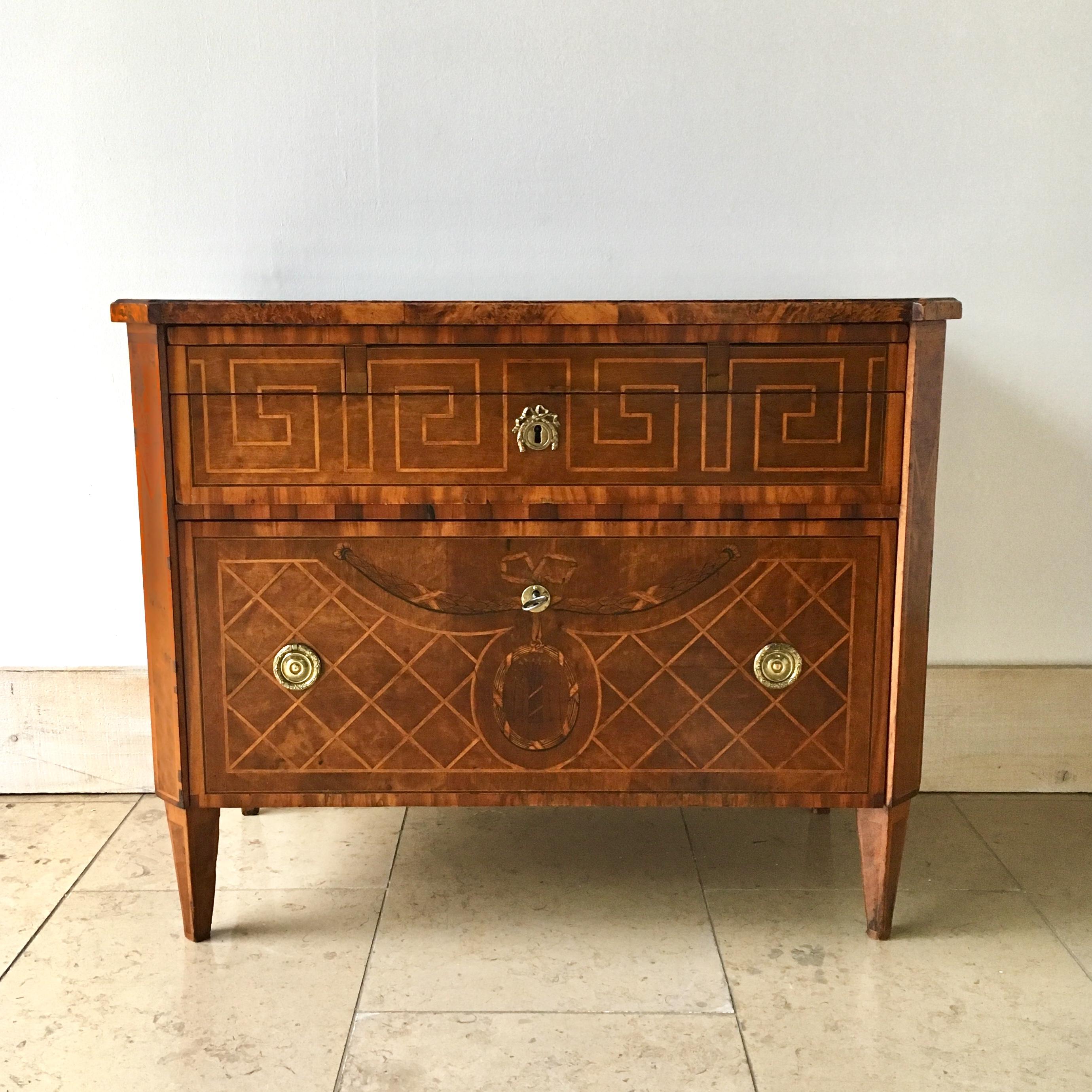 18th Century and Earlier 18th Century Swedish Chest of Drawers with Greek Key Detail