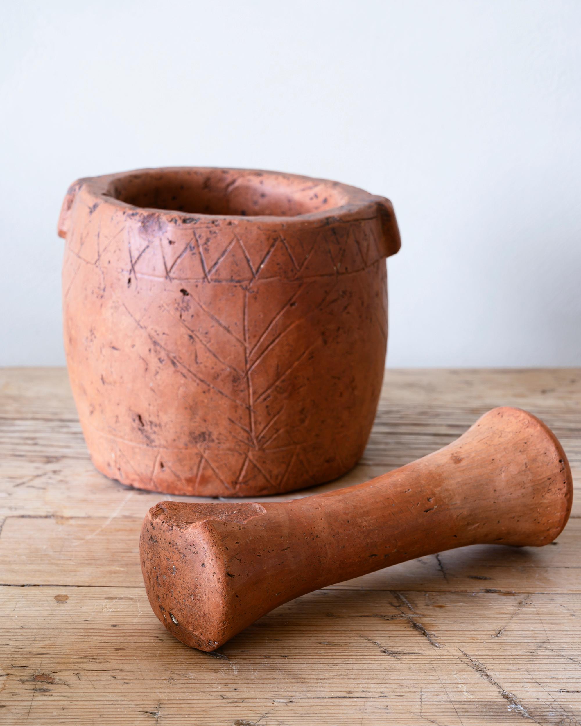 Hand-Crafted 18th Century Swedish Clay Mortar For Sale