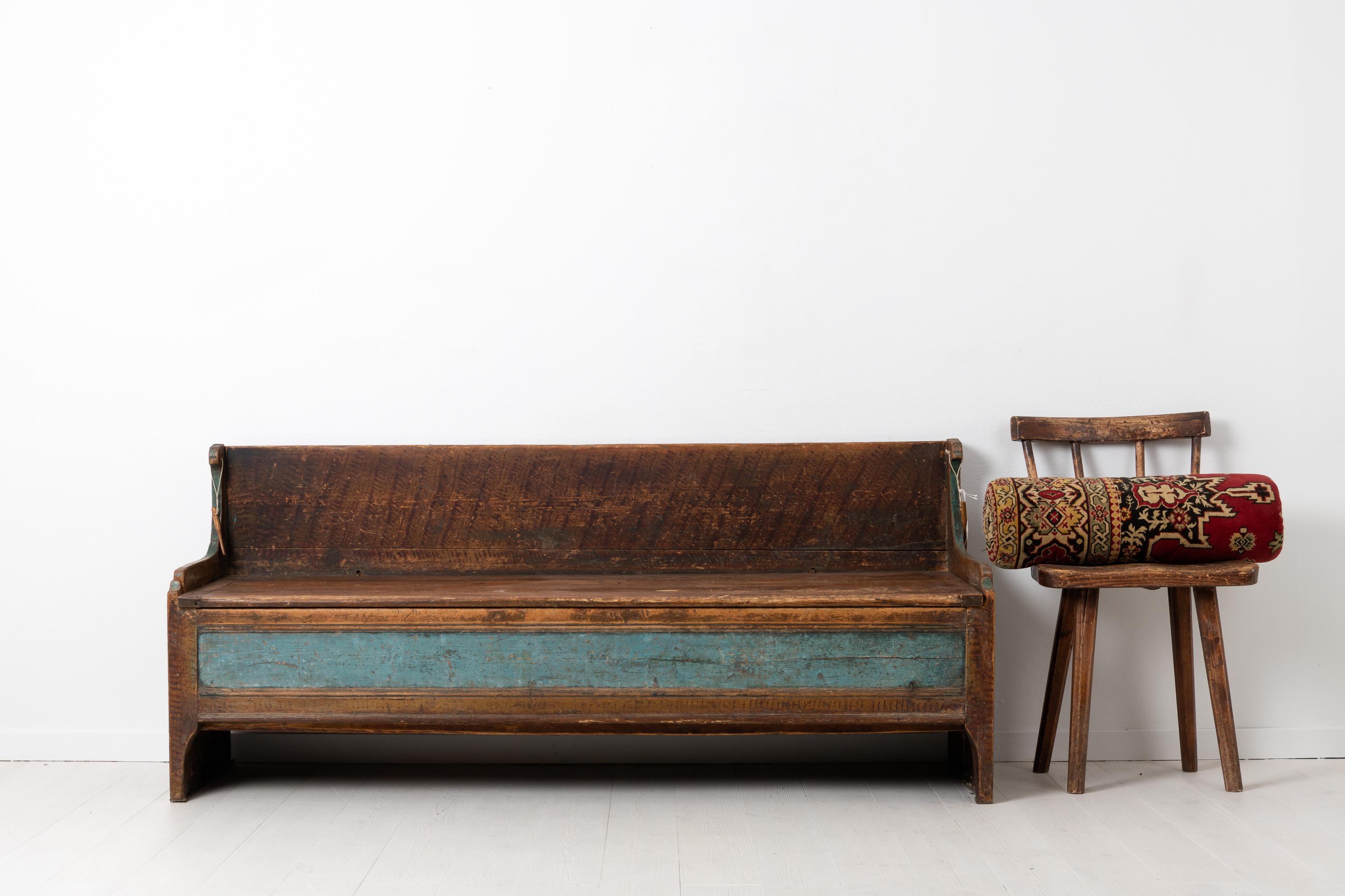 Hand-Crafted 18th Century Swedish Country Bench in Pine