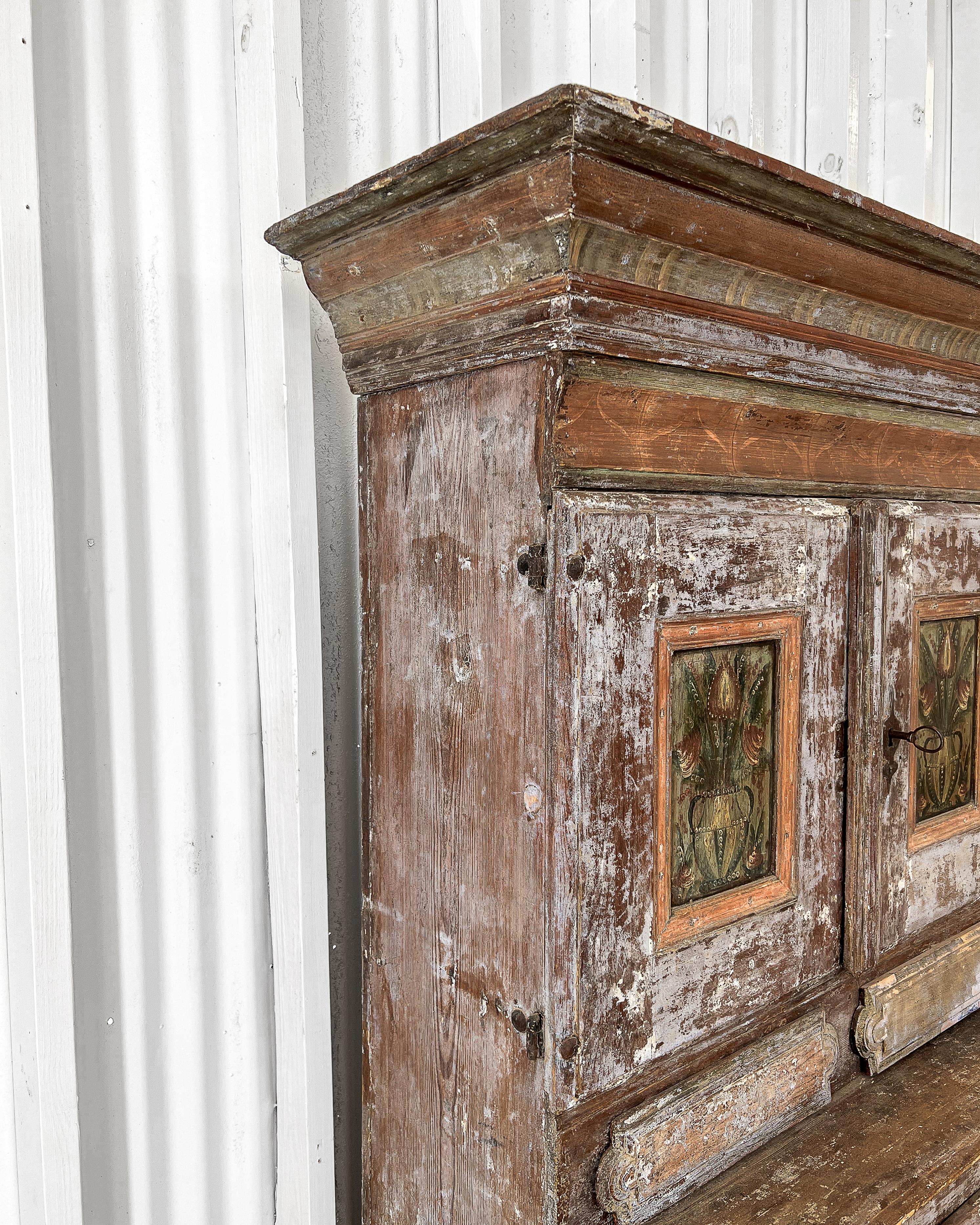 Wood 18th Century Swedish Crown Cupboard