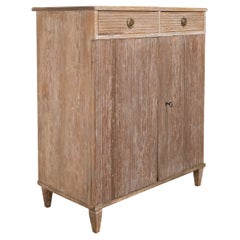18th Century Swedish Dry Scraped Painted Cabinet Reeded Door Buffet