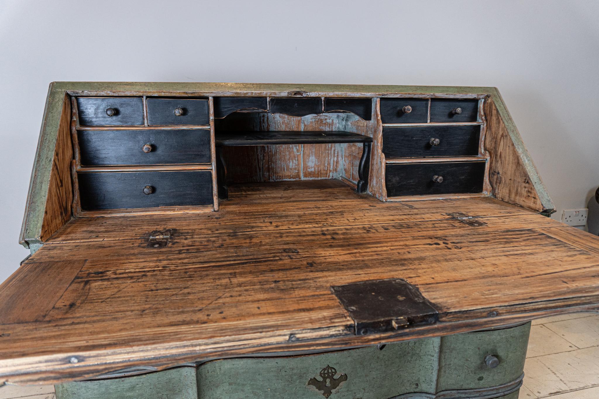 18th Century and Earlier 18th Century Swedish Fall Front Bureau with Small Interior Compartments