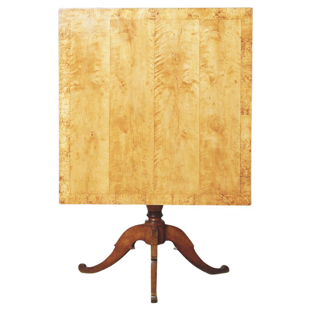 18th Century Swedish Flame Birch Tilt-Top Table For Sale