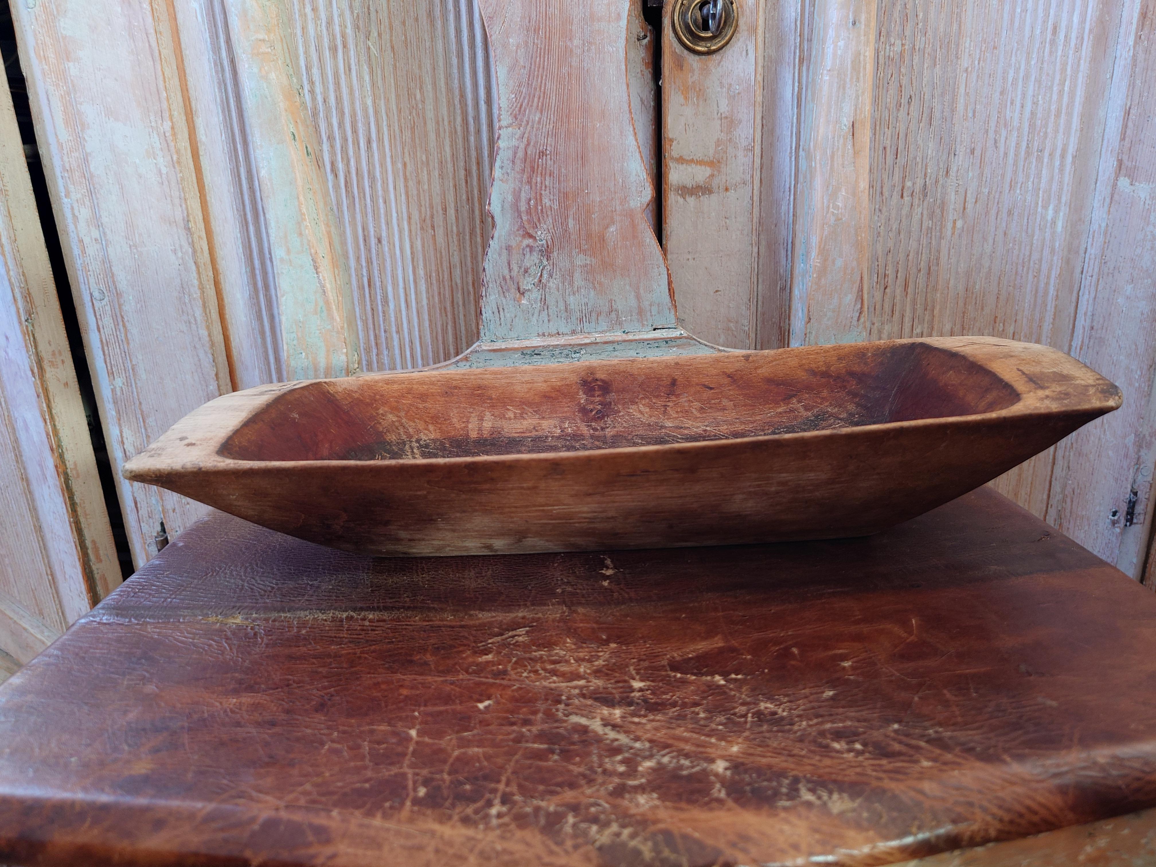 18th Century Swedish  Folk Art Antique Rustic Genuine Wooden Bowl Dated 1835 4