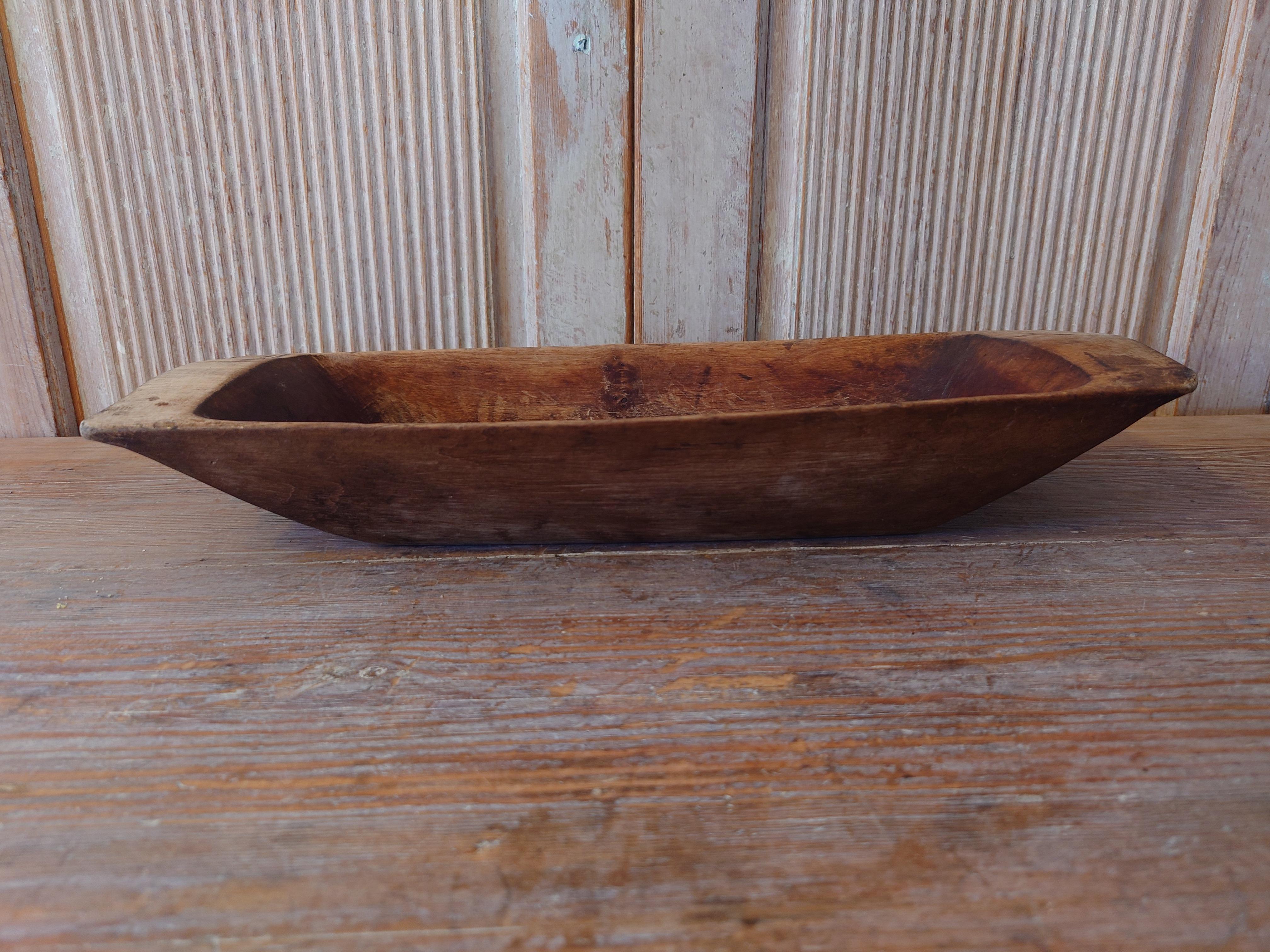 18th Century Swedish  Folk Art Antique Rustic Genuine Wooden Bowl Dated 1835 6