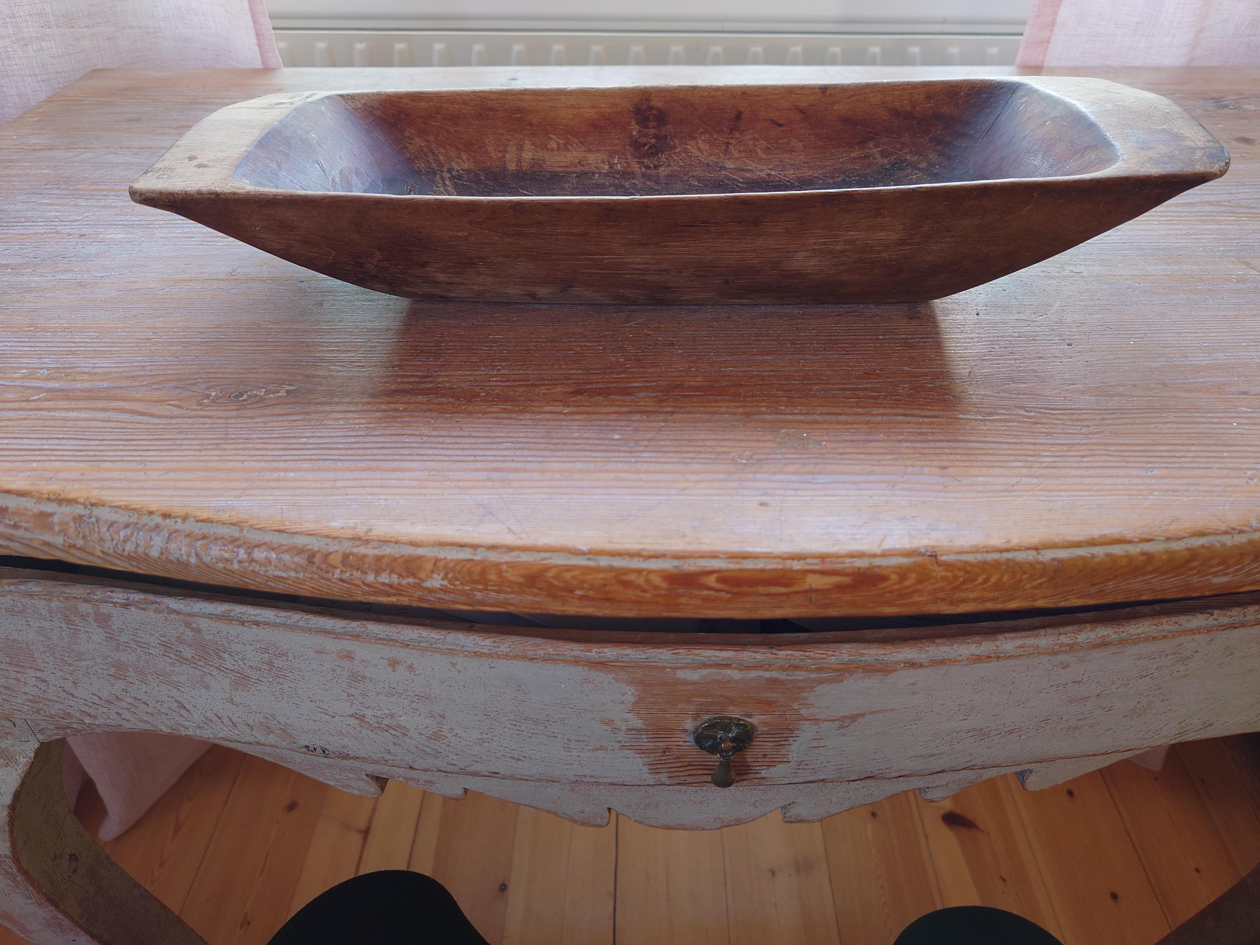 19th Century 18th Century Swedish  Folk Art Antique Rustic Genuine Wooden Bowl Dated 1835