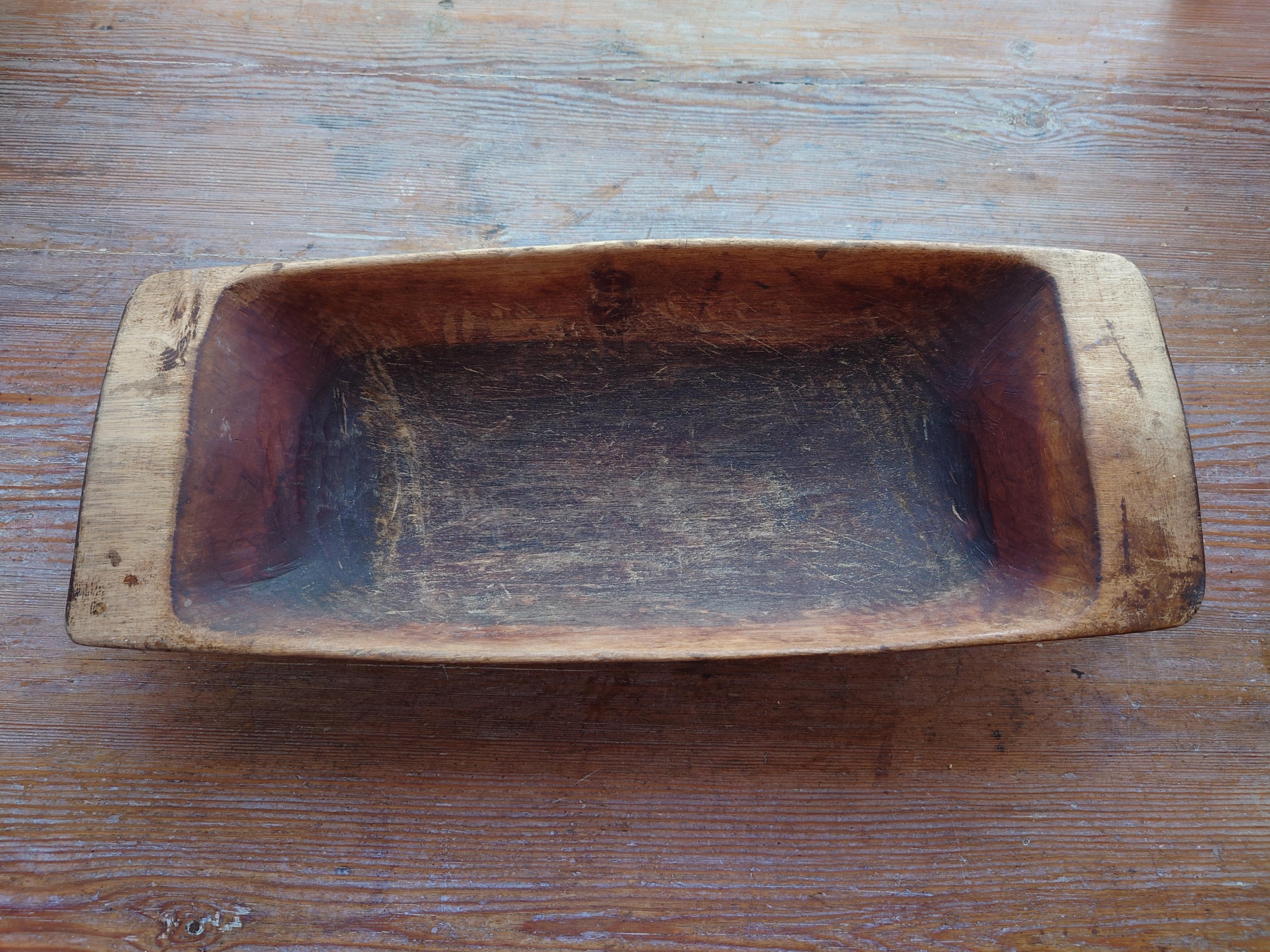 18th Century Swedish  Folk Art Antique Rustic Genuine Wooden Bowl Dated 1835 2