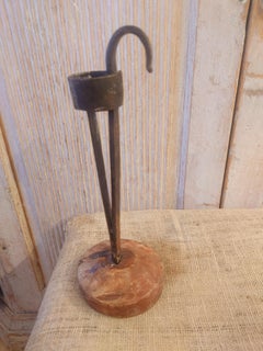 18th Century Swedish Folk Art Candle Holder Iron stick