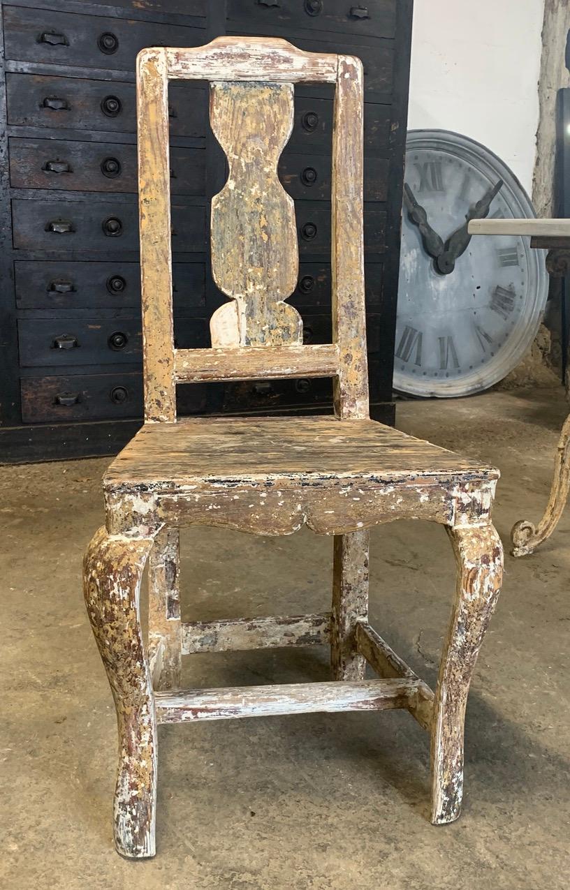 A beautiful primitive 18th century Swedish Folk Art chair with original dry scraped paint.
Please contact us for an accurate shipping quote.
