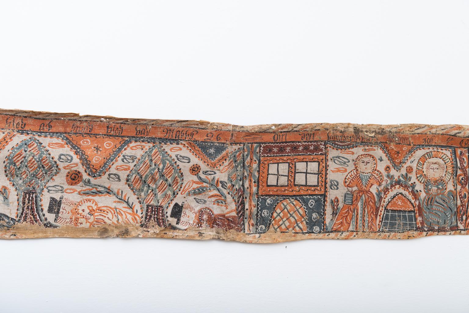 18th Century Swedish Folk Art Hanging Tapestry In Good Condition In Kramfors, SE
