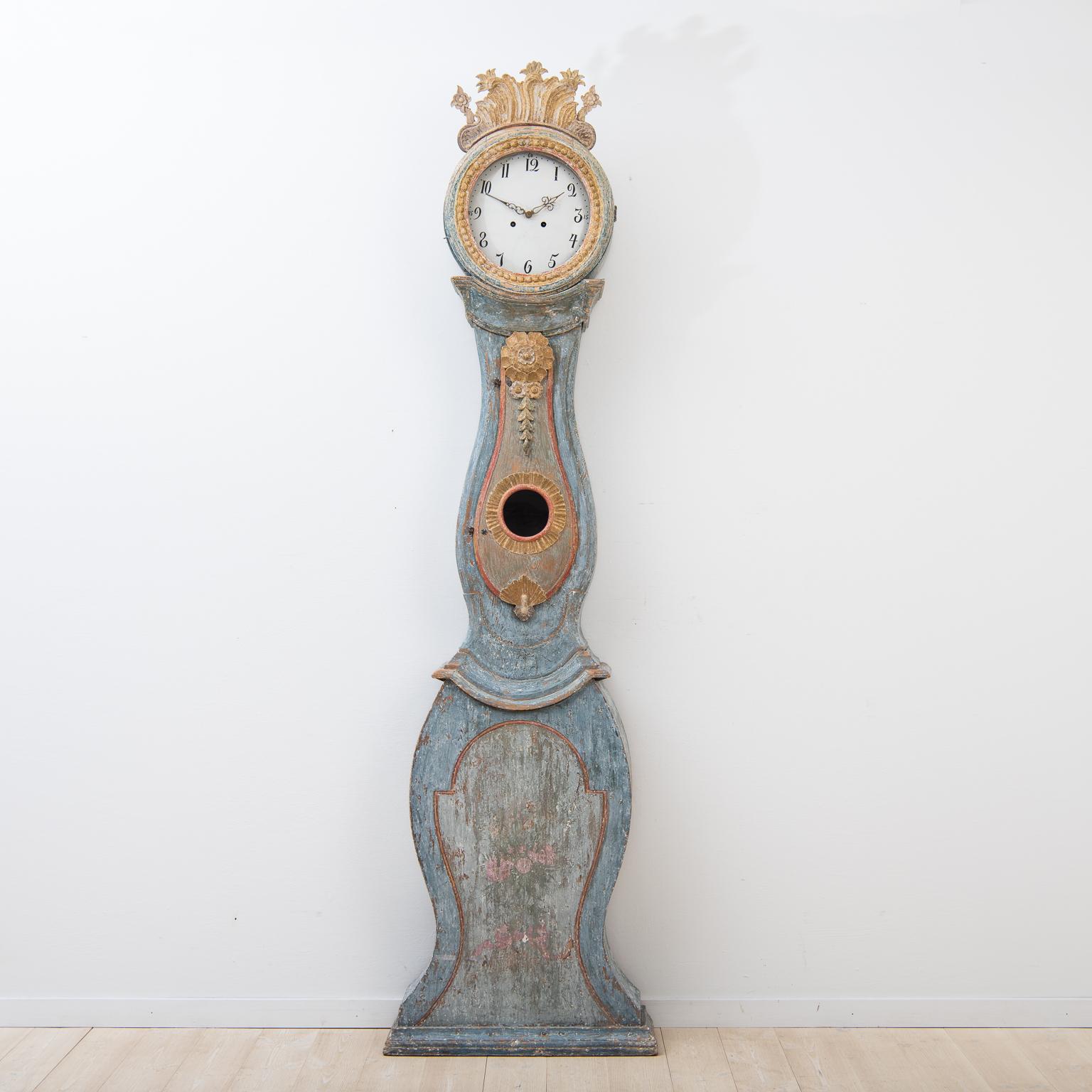 18th Century Swedish Folk Art Longcase Clock in Rococo from Jämtland 5
