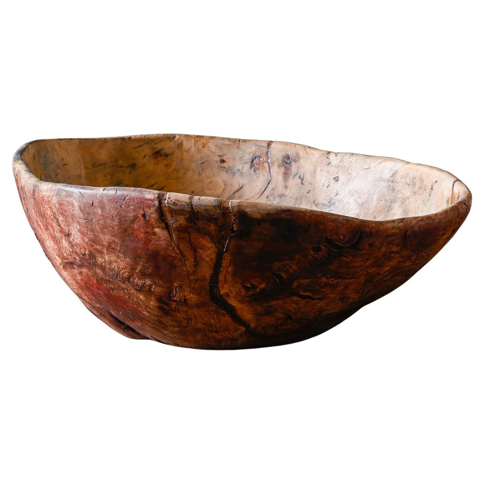 18th Century Swedish Folk Art Root Wood Bowl For Sale