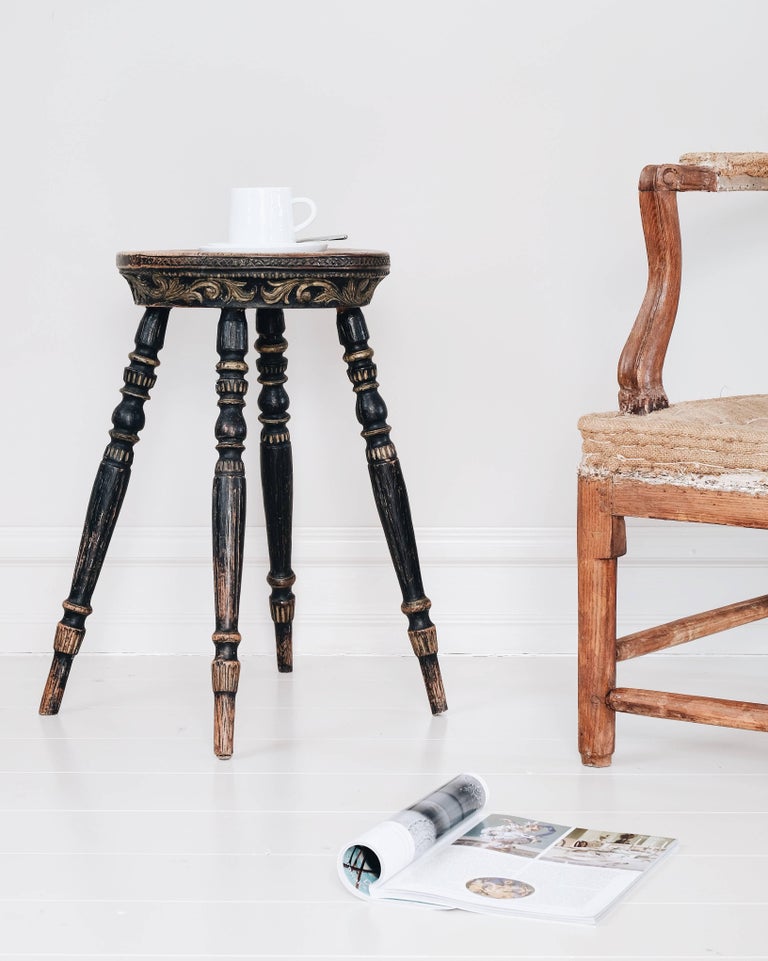 18th Century Swedish Folk Art Stool at 1stDibs