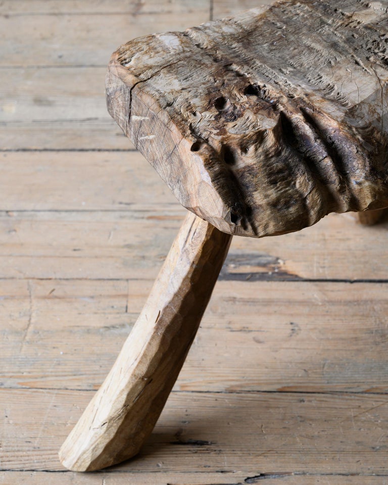 18th Century Swedish Folk Art Stool For Sale at 1stDibs