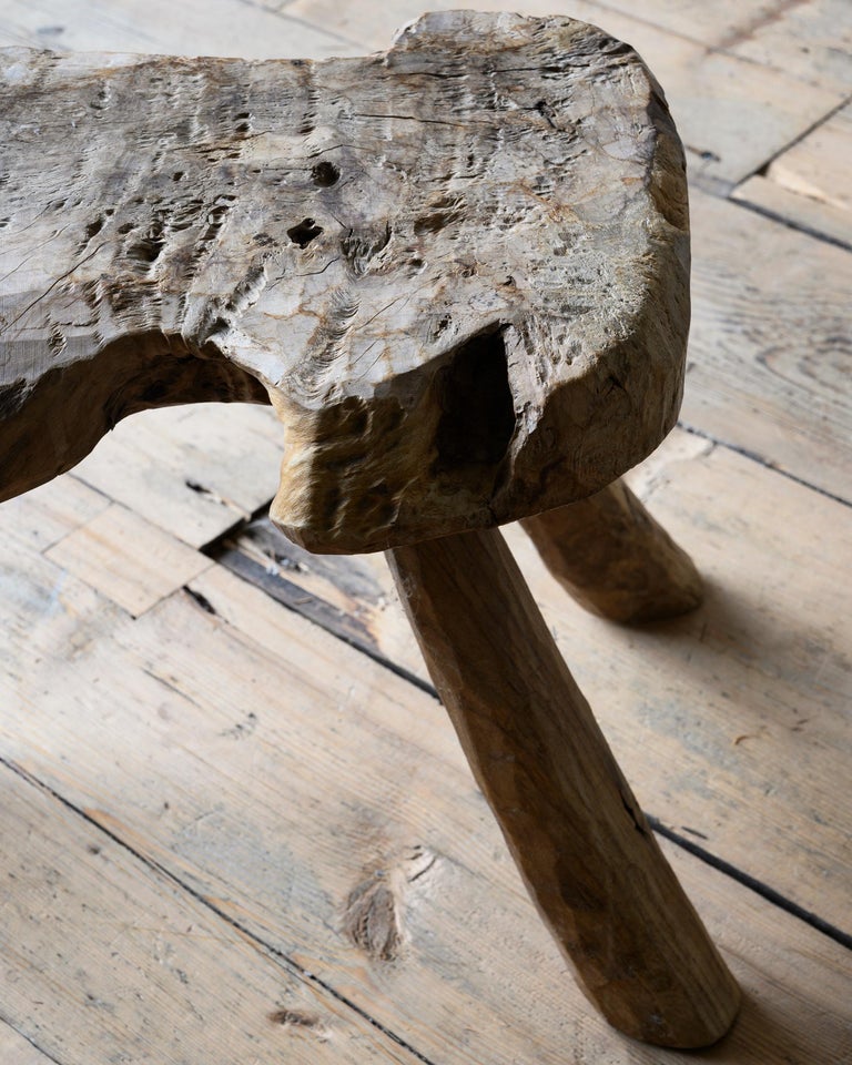 18th Century Swedish Folk Art Stool For Sale at 1stDibs