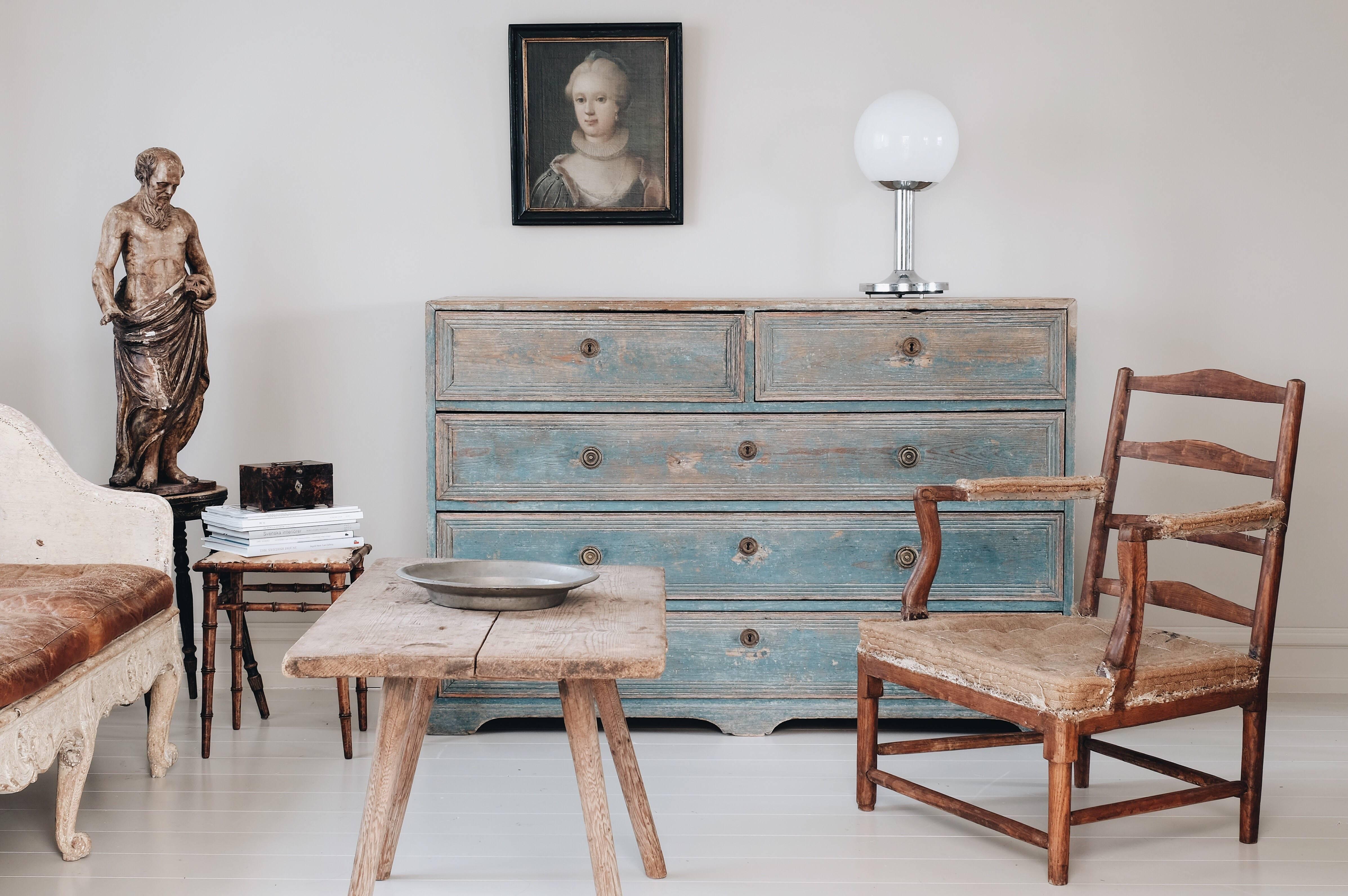 18th Century and Earlier 18th Century Swedish Folk Art Stool